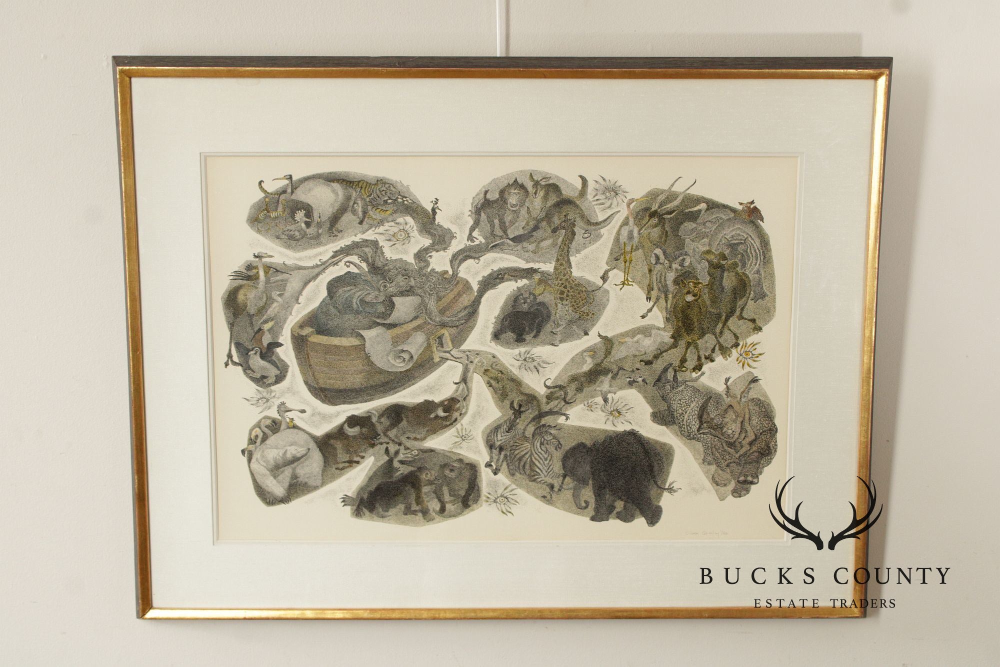 Oliver Grimley Pen and Ink Drawing, Noah's Ark