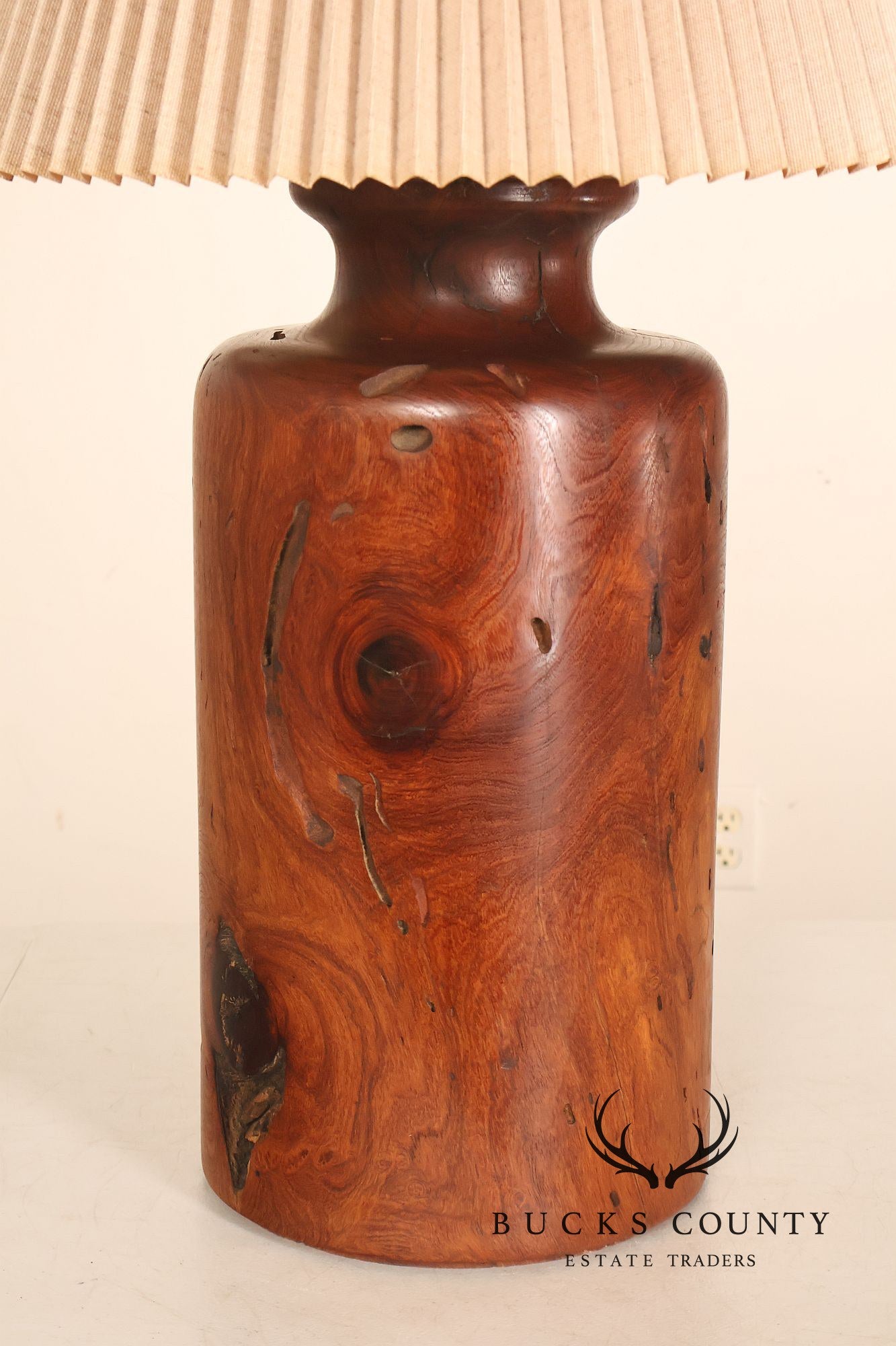Organic Modern Mid Century Modern Pair of Turned Wood Table Lamps