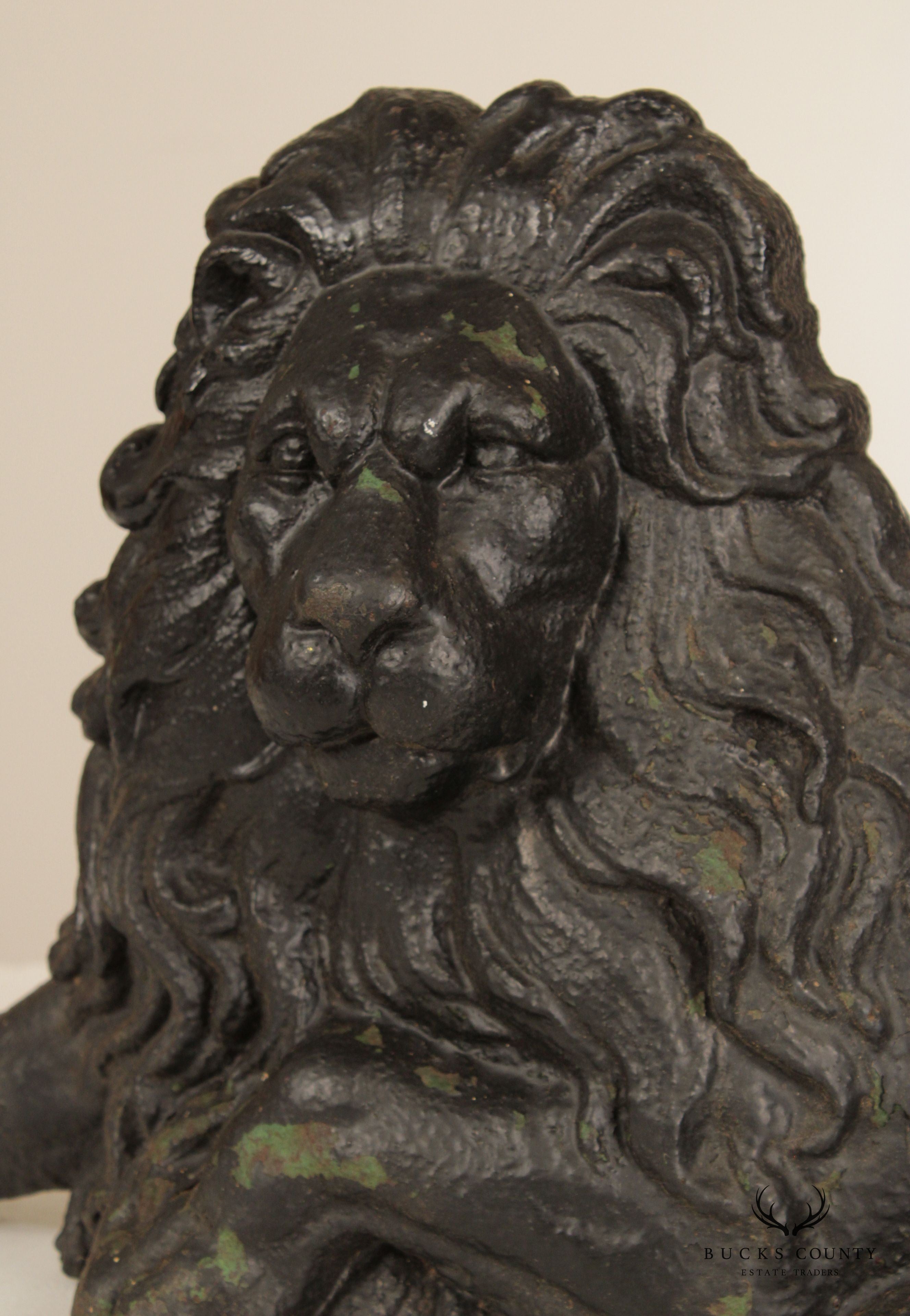 Antique Cast Iron Crouching Lion Doorstop