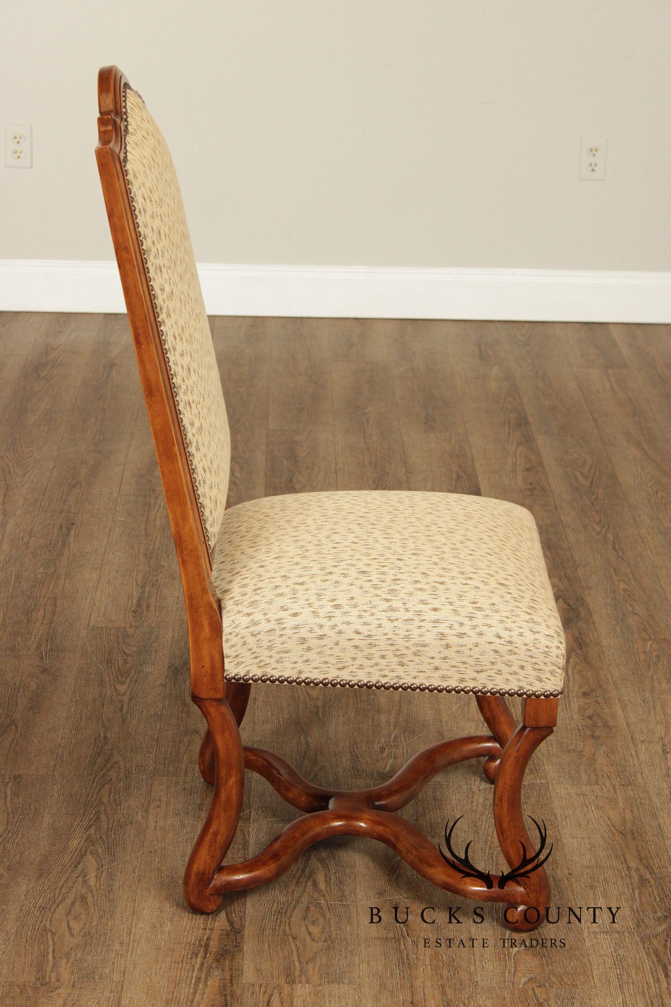 Minton-Spidell Set Of Four Os De Mouton Style 'Dauphine' Walnut Dining Chairs