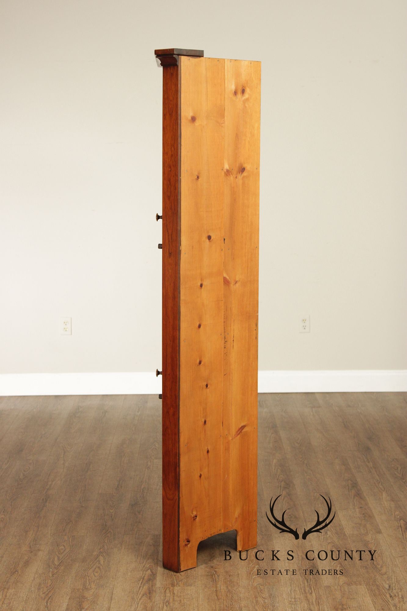 Primitive Two-Door Cherry Narrow Corner Cupboard