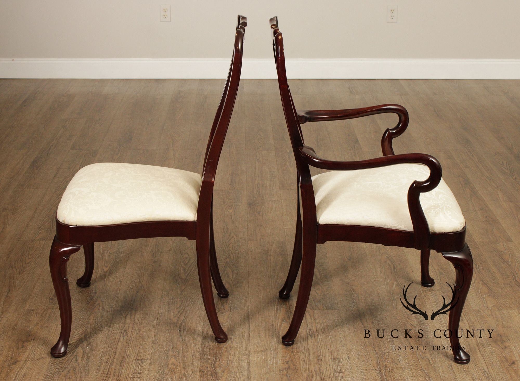 Kindel Queen Anne Style Set Of Six Mahogany Dining Chairs