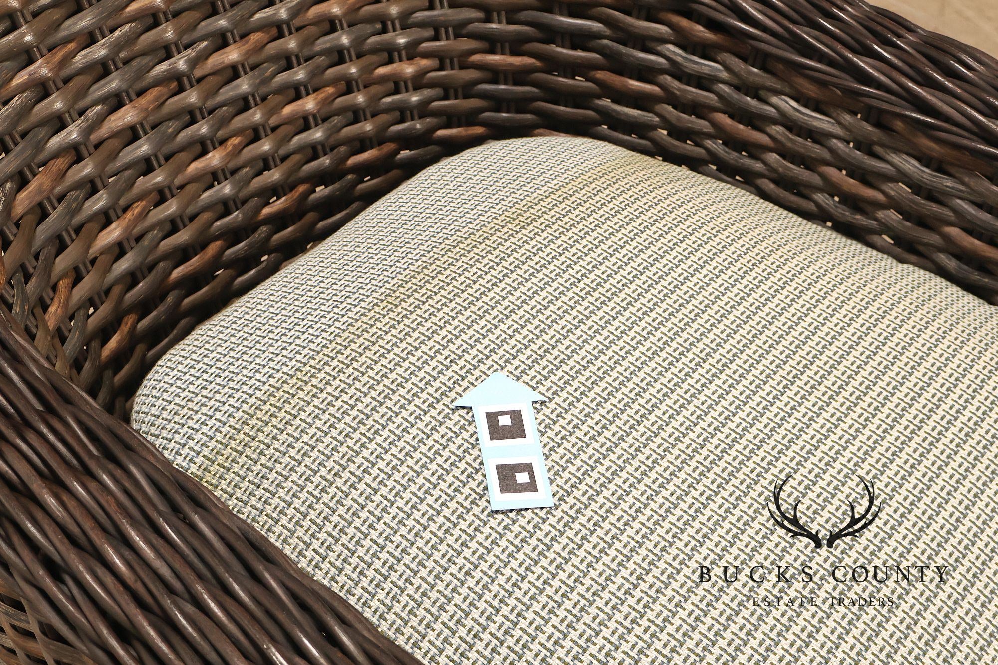 Lane Venture Pair Of Woven Wicker Outdoor Lounge Club Chairs With Cushions