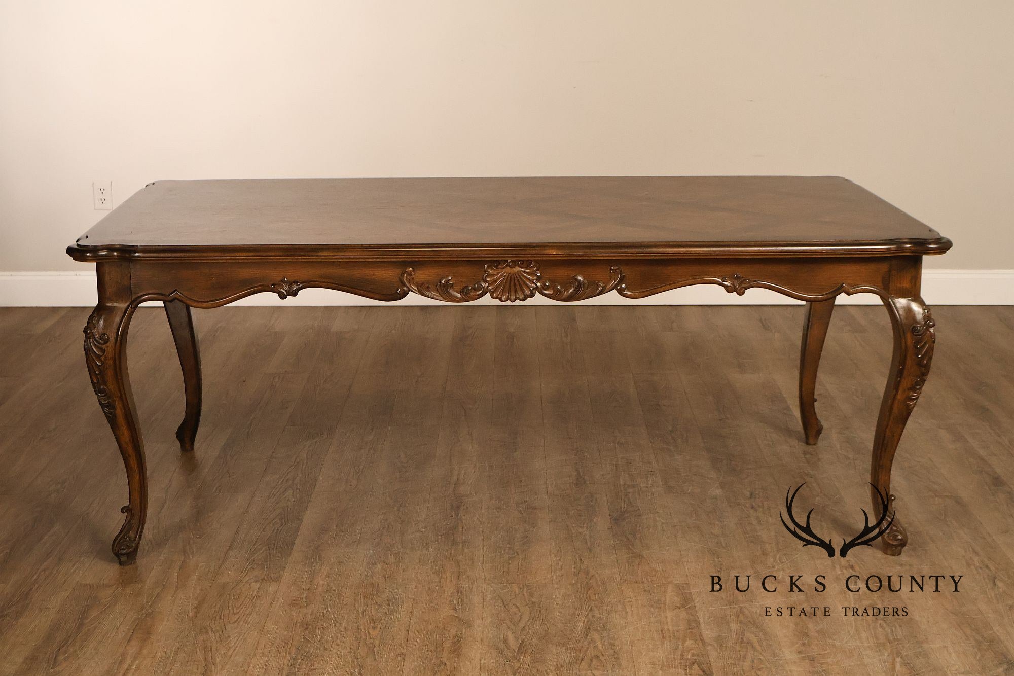 French Country Parquetry Top Expandable Dining Table