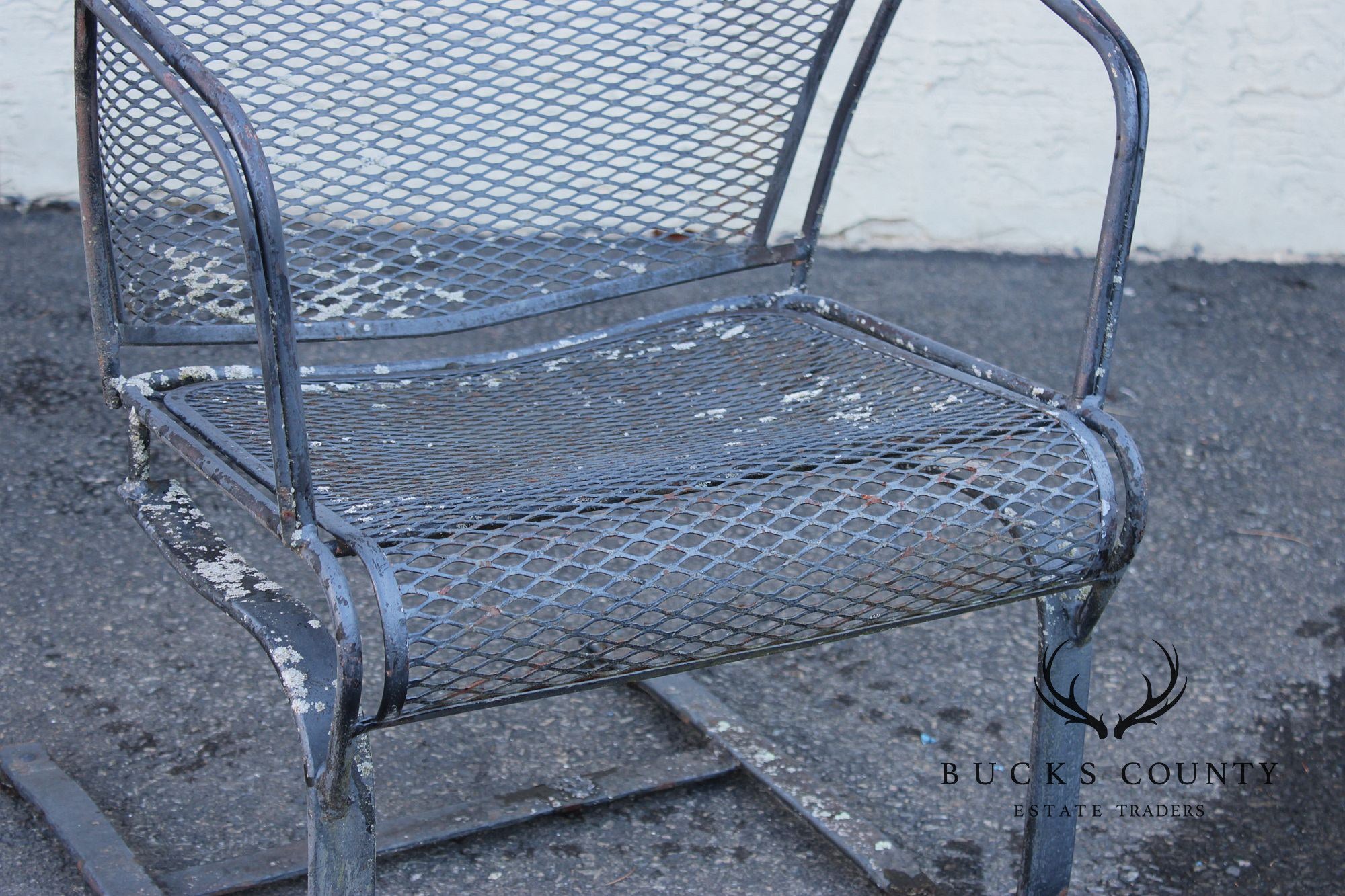 Russell Woodard Pair of Outdoor Patio Wrought Iron Spring Armchairs
