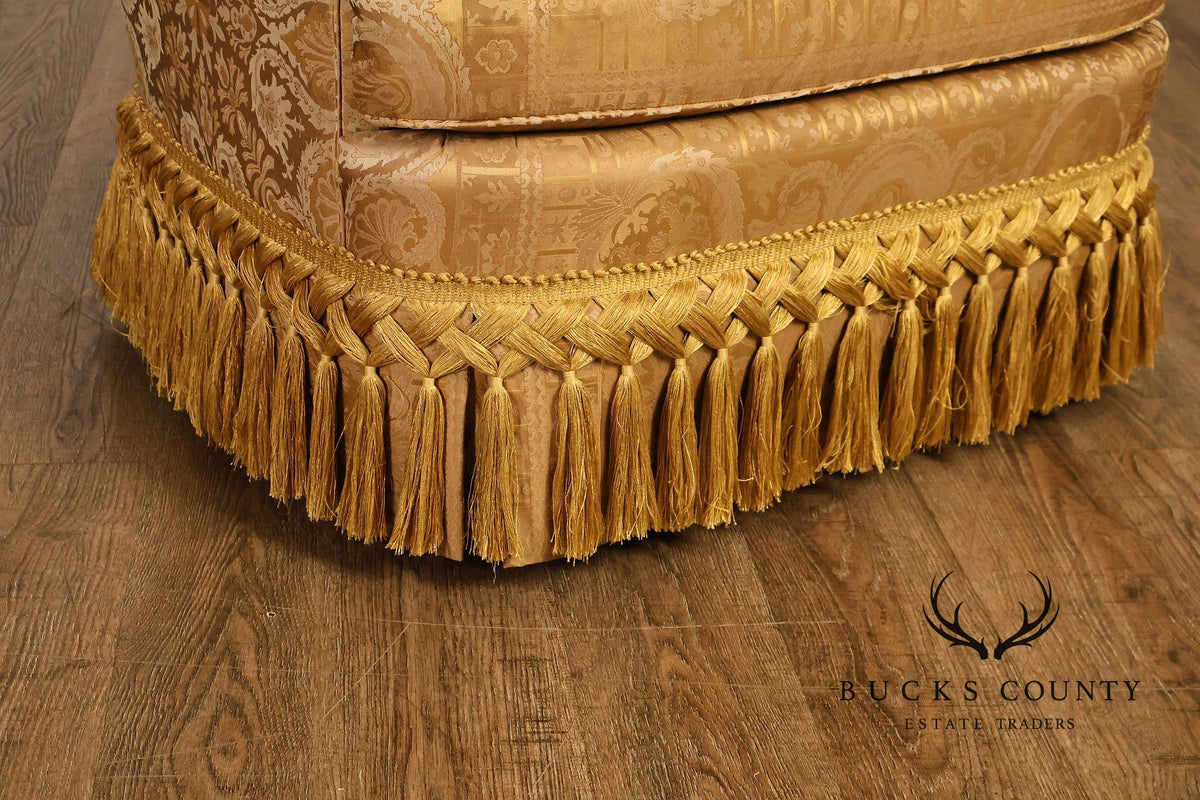 TRS Furniture Traditional Gold D amask Upholstered Lounge Chair And Ottoman