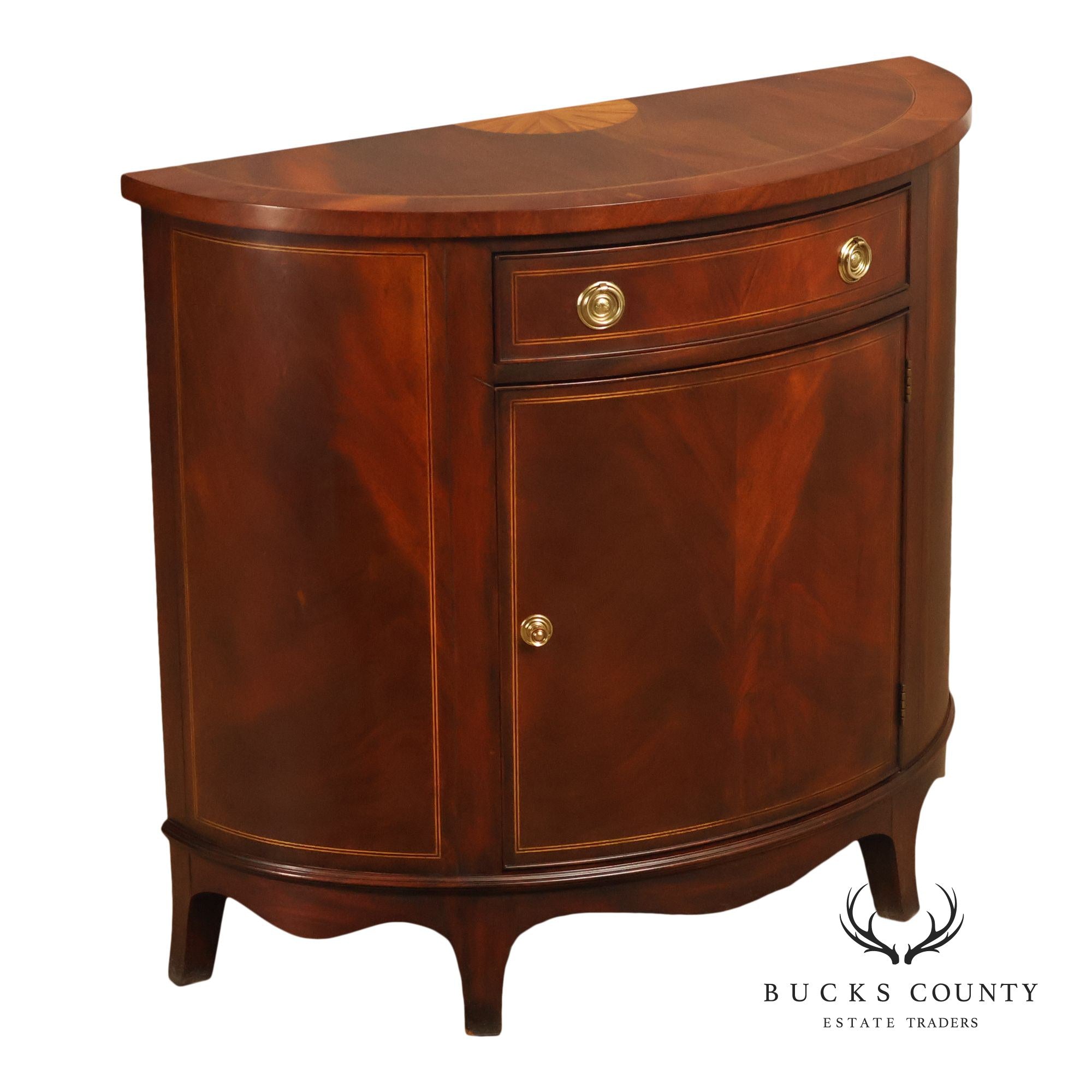 Henkel Harris Mahogany Demilune Console Cabinet Console