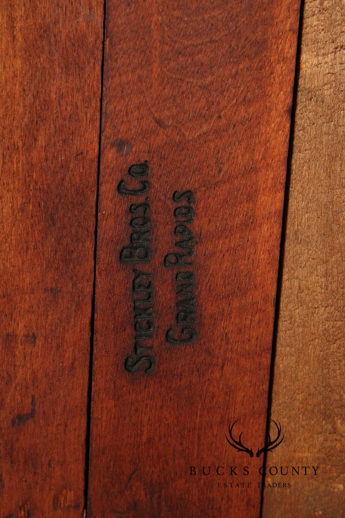 Stickley Brothers Antique Oak Arts & Crafts Rocking Chair With Green Upholstered Cushions