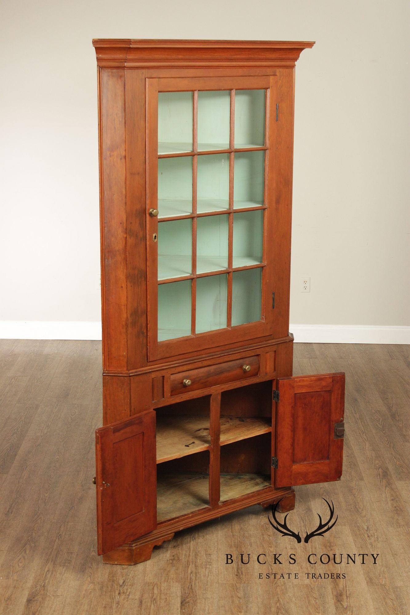 Antique Softwood Corner Cupboard