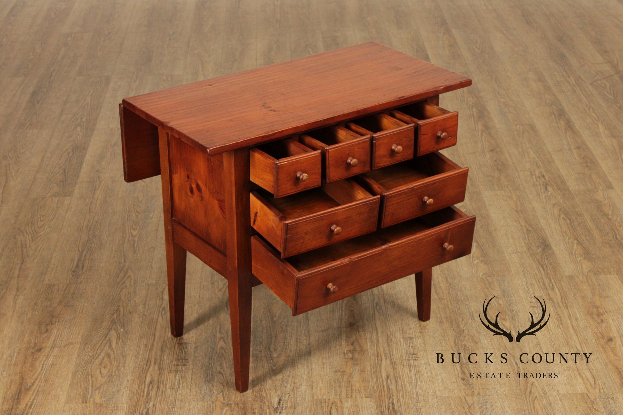 Shaker Style Custom Pine Drop-Leaf Sewing Cabinet