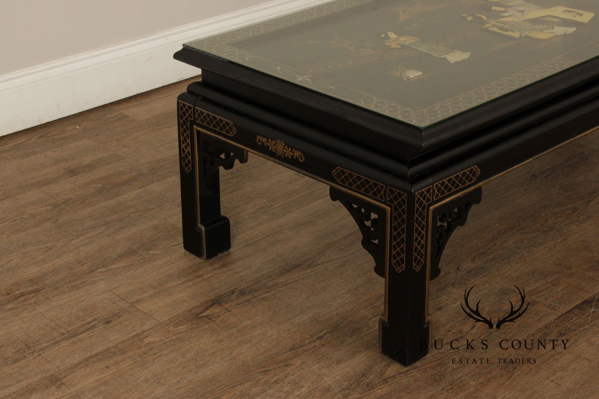 Chinoiserie Glass Top Coffee Table