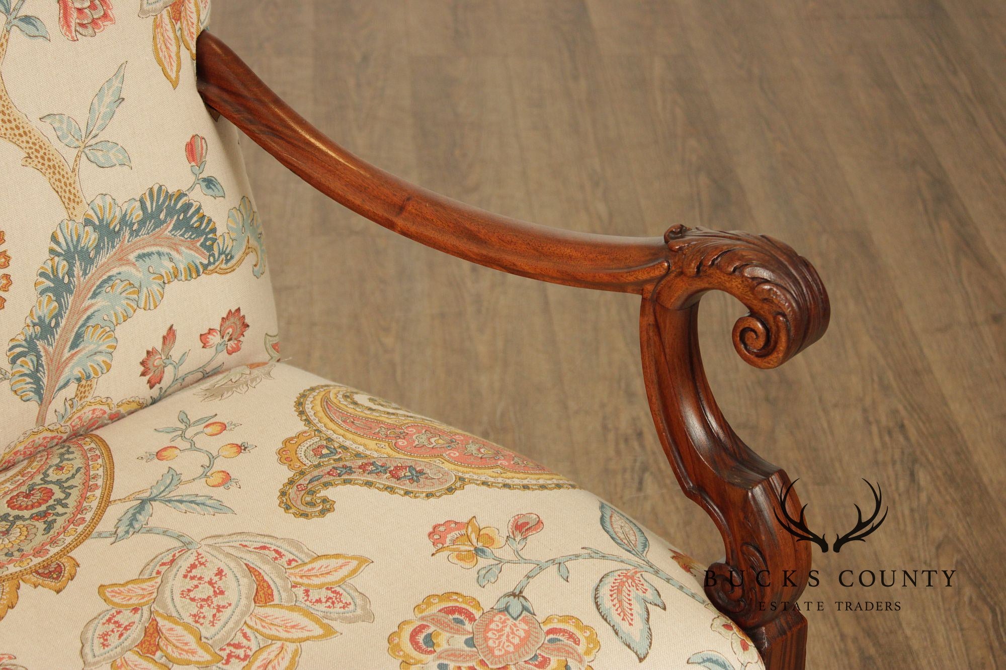 French Louis XIII Style Walnut Carved Armchair