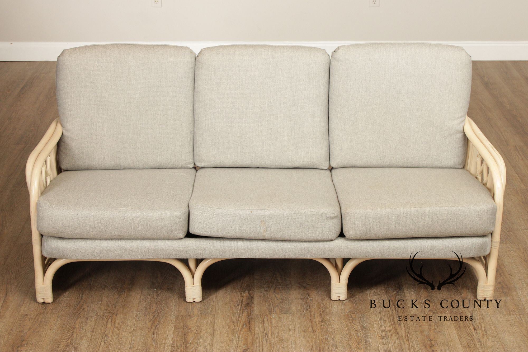 Brighton Pavilion Style Vintage Rattan Three-Seat Sofa