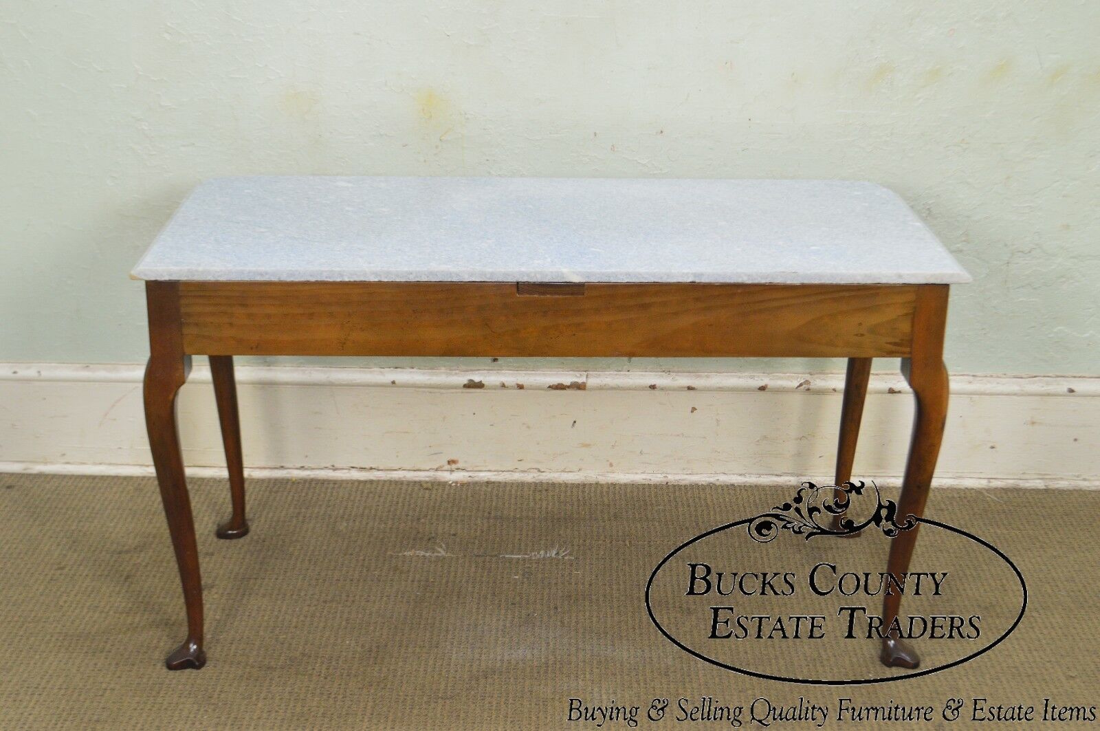 Kittinger Colonial Williamsburg CW155 Mahogany Marble Top Mixing Table Console