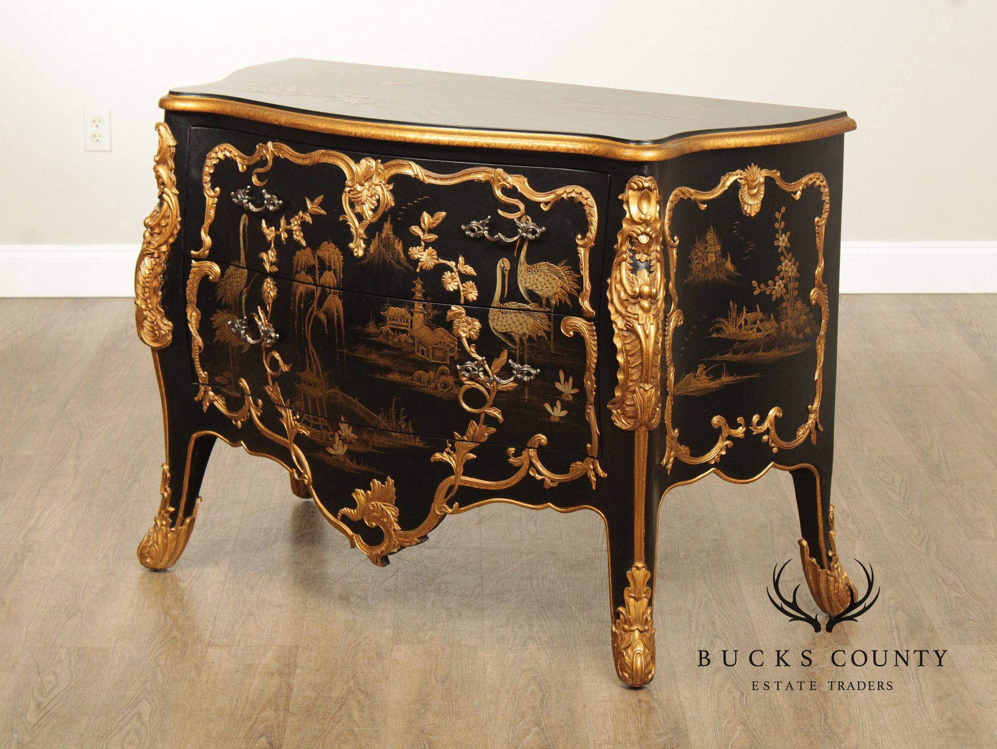 French Louis XV Style Ormolu Mounted Chinoiserie Commode