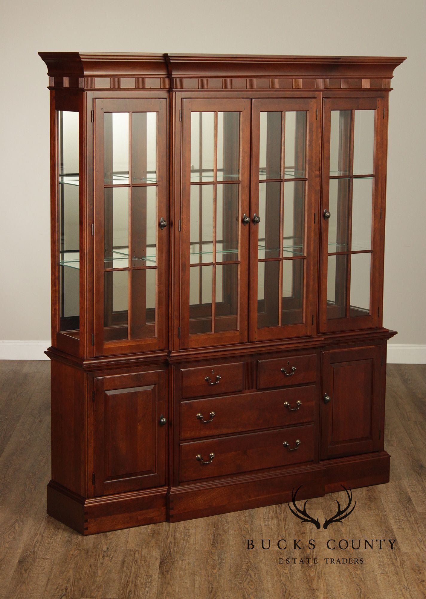 Pennsylvania House Cherry Colonial Style Lighted China Cabinet Hutch
