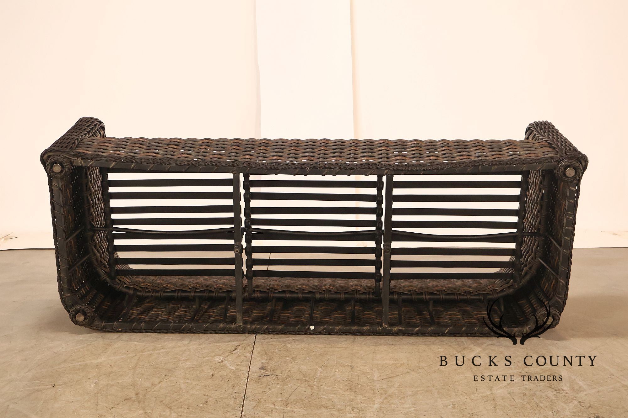 Lane Venture Woven Wicker Outdoor Sofa With Patterned Cushions