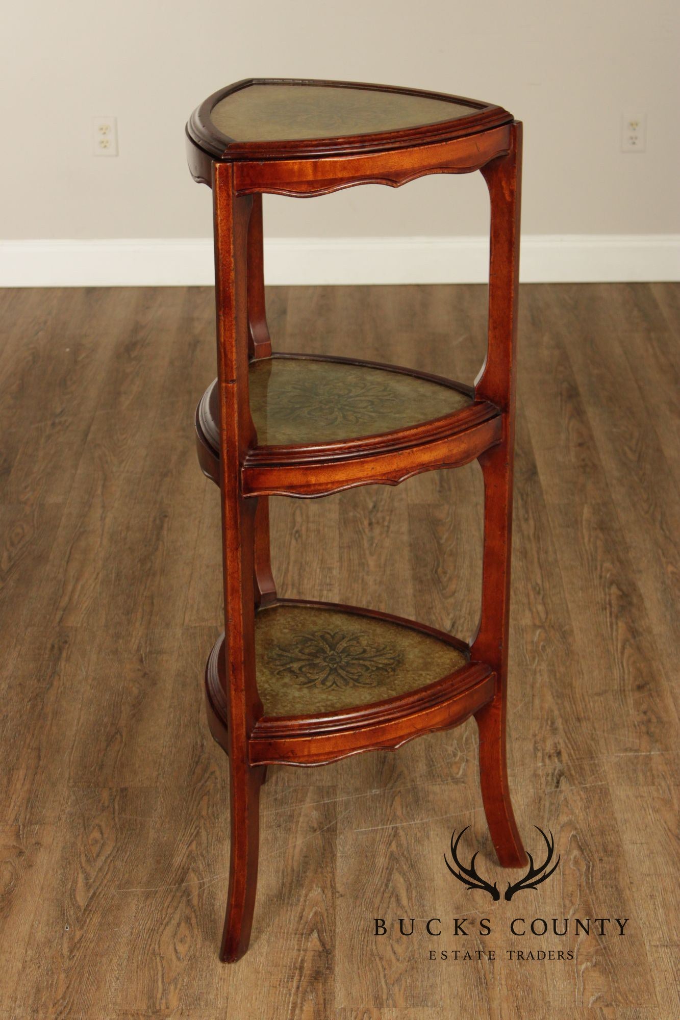 South Cone Regency Style Eglomise Three Tier Etagere Stand