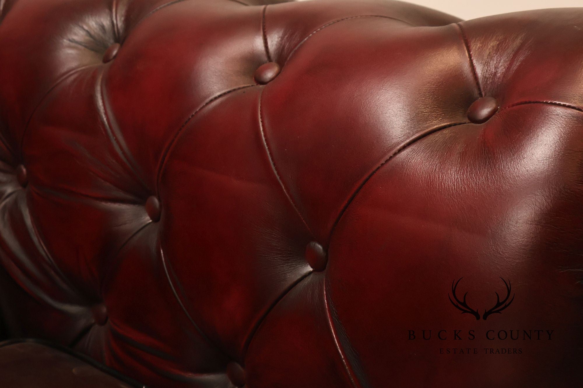 Chesterfield Style Pair of Oxford Red Leather Club Chairs