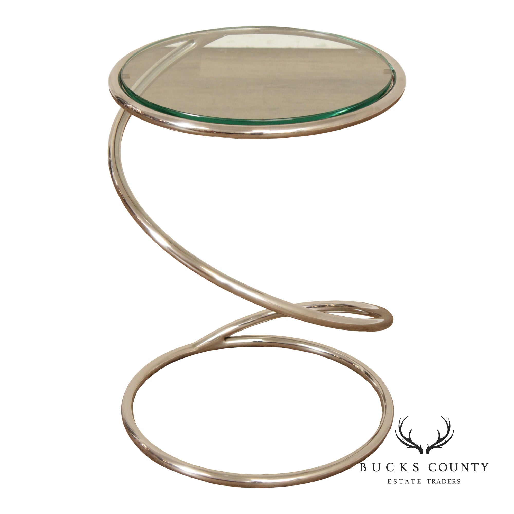 Pace Collection Modern Glass Top Spiral Side Table