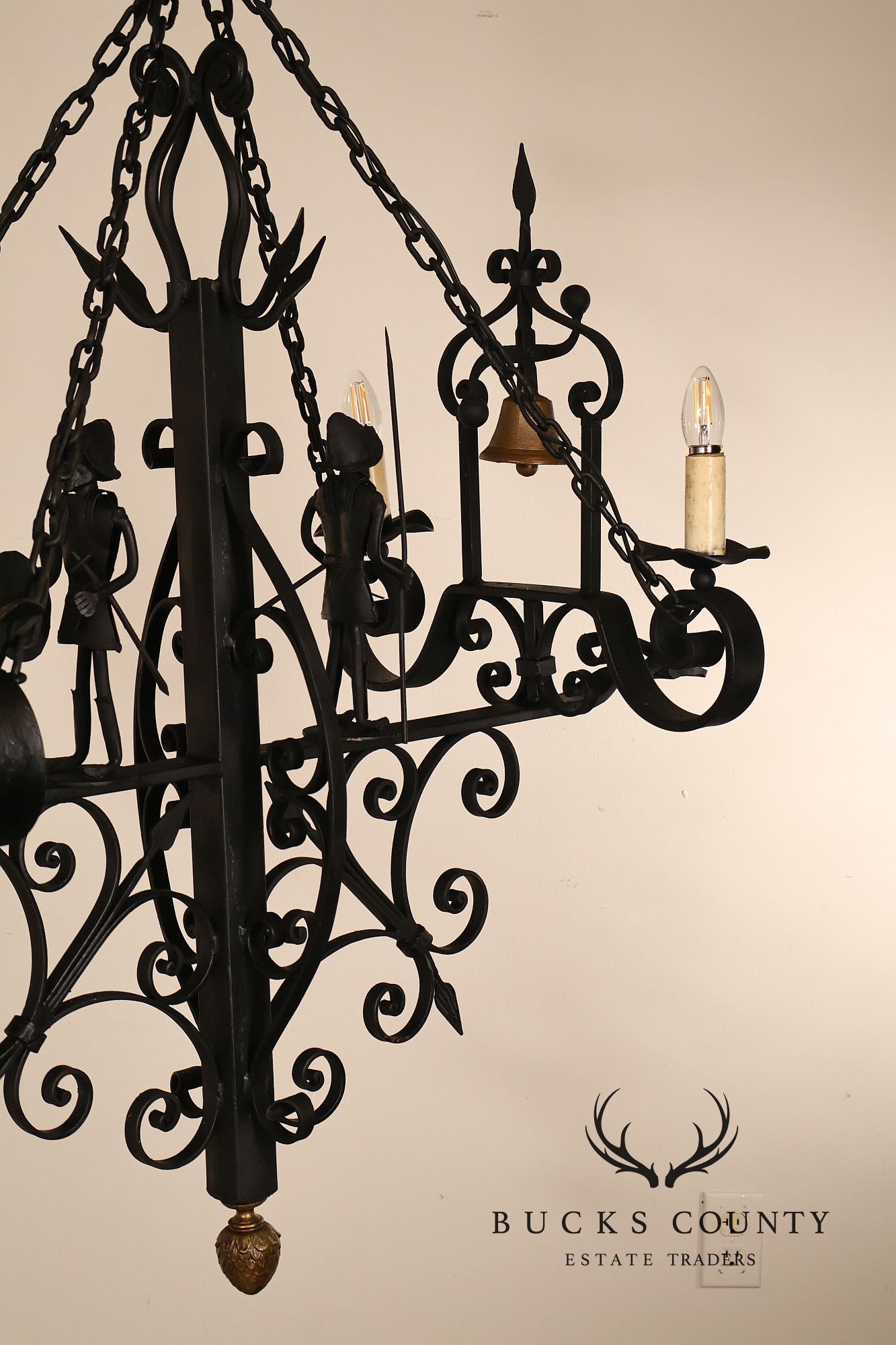 Quality Hand Forged Spanish Revival Wrought Iron Chandelier