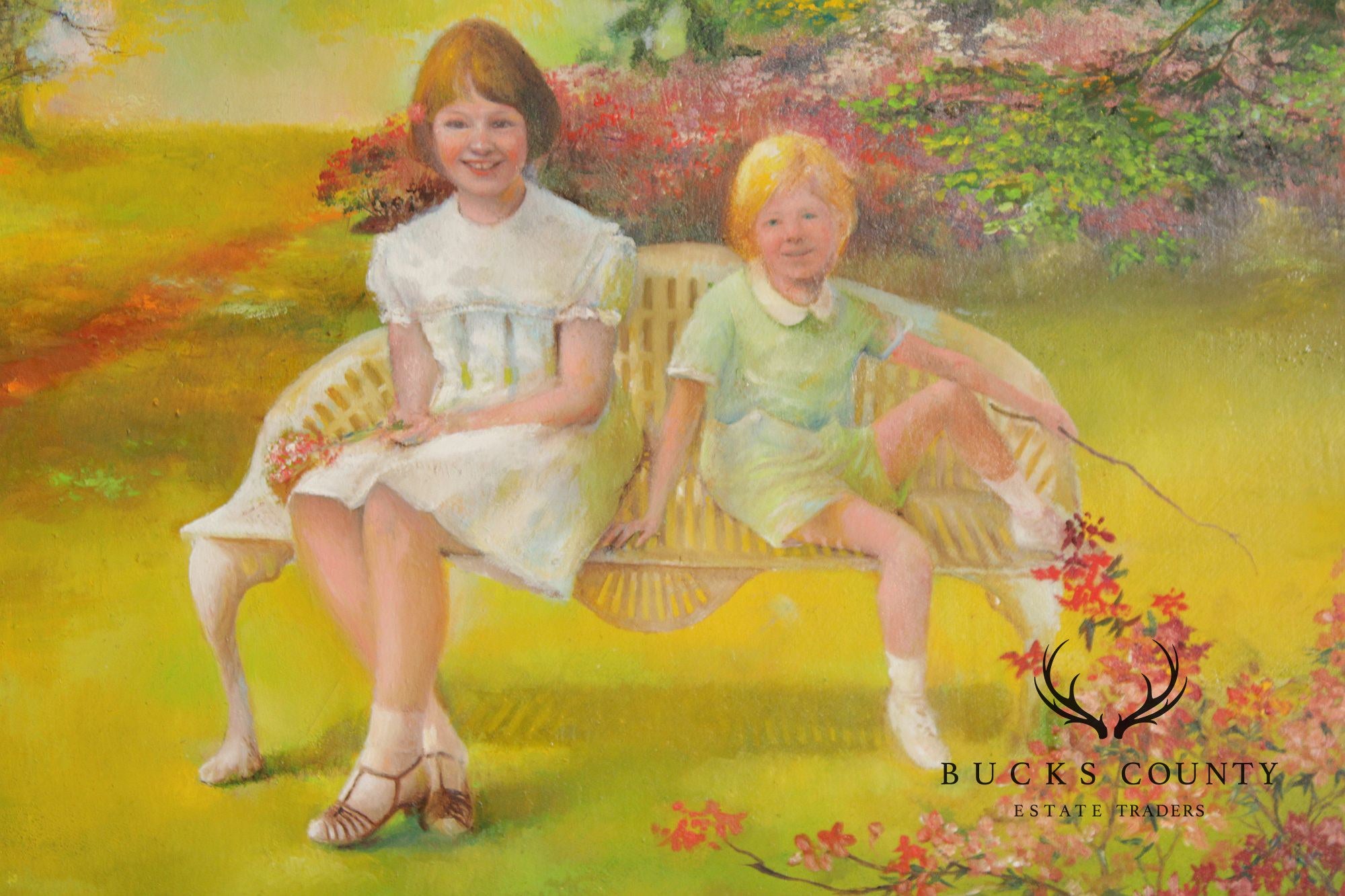 Charles T. Perry Oil Painting, Sibling Portrait