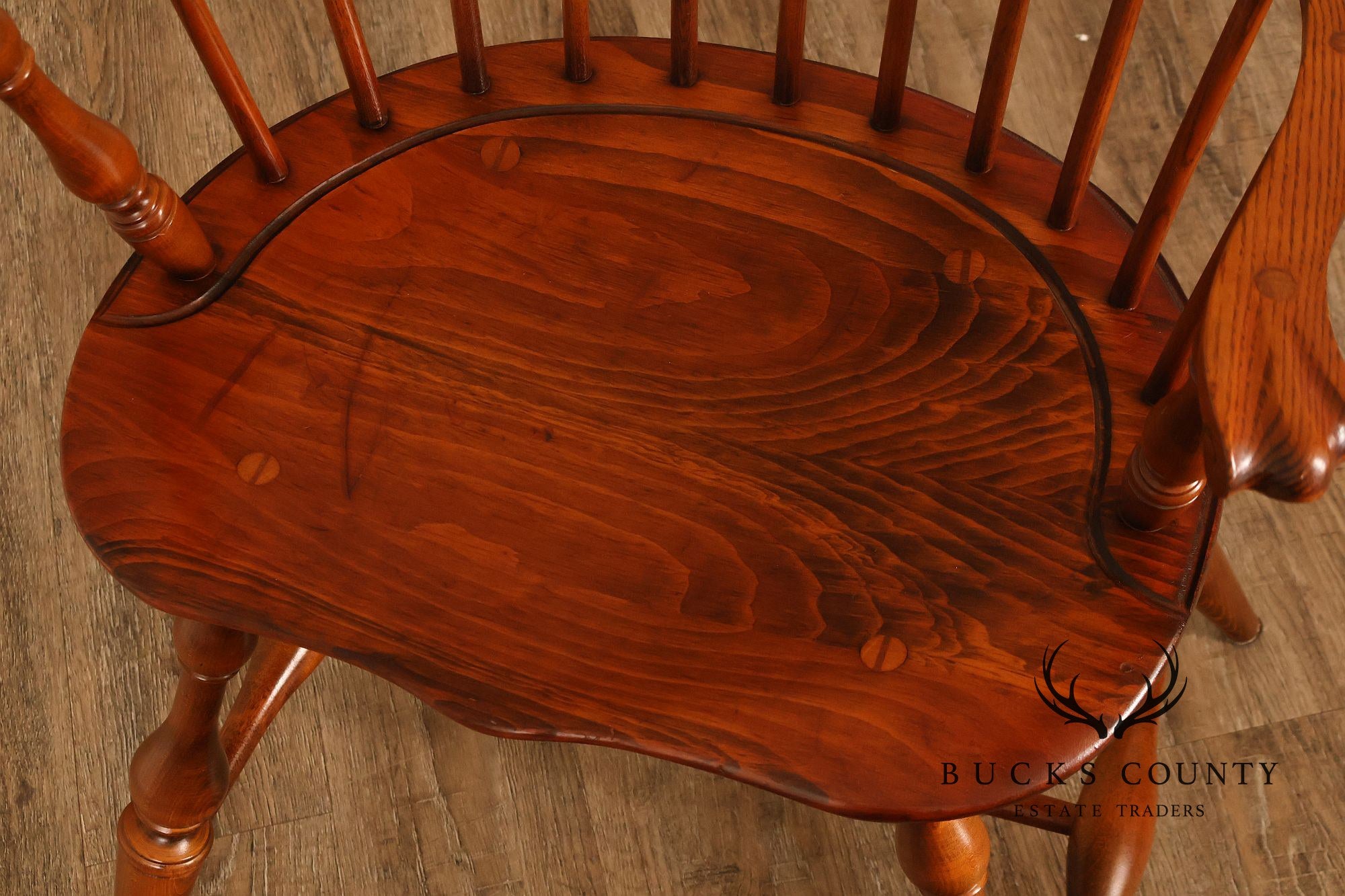 Nichols and Stone Pair of Oak Windsor Armchairs