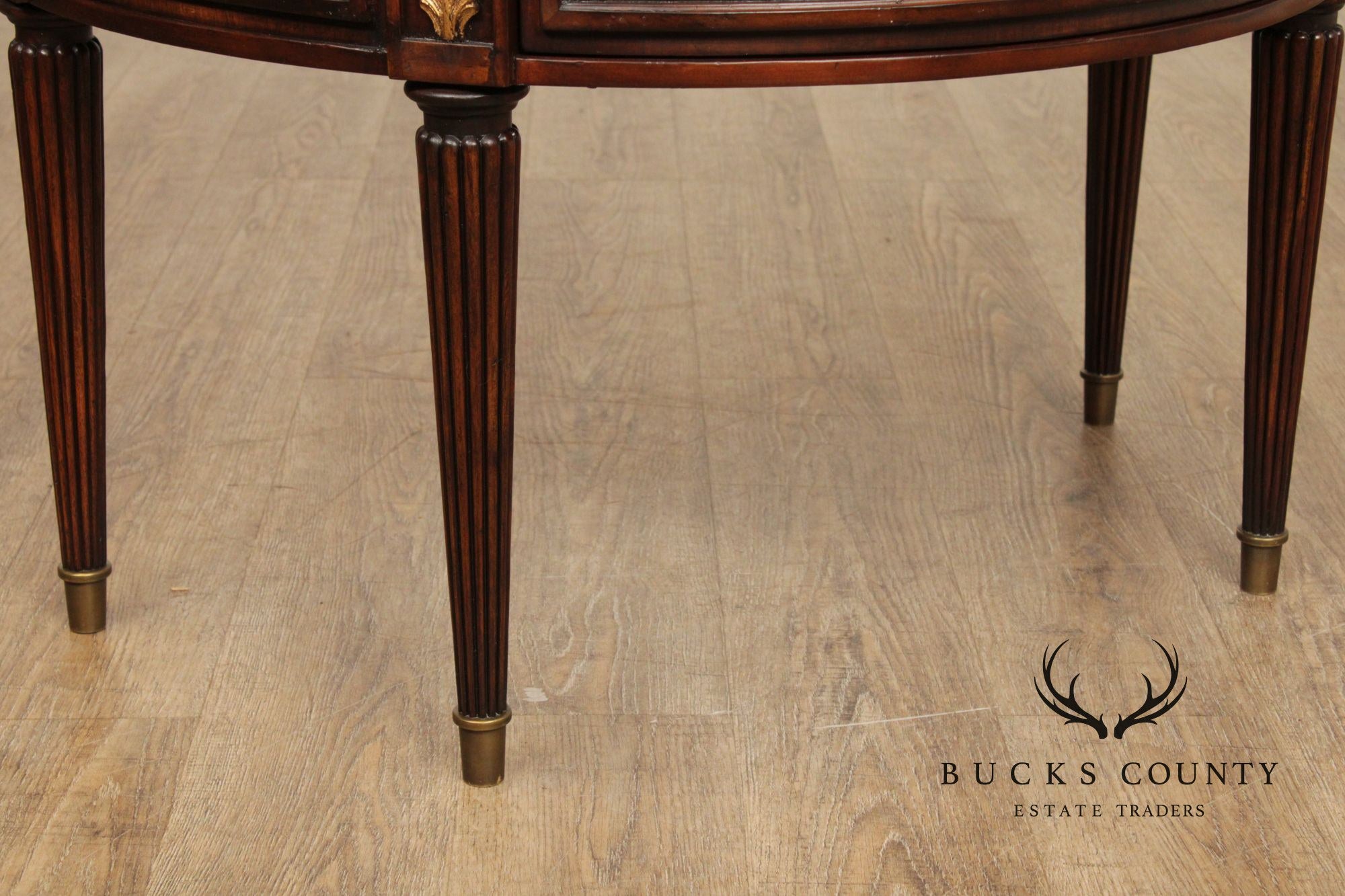 Monarch For Century Louis XVI Style Pair Of Mahogany Demilune Commodes
