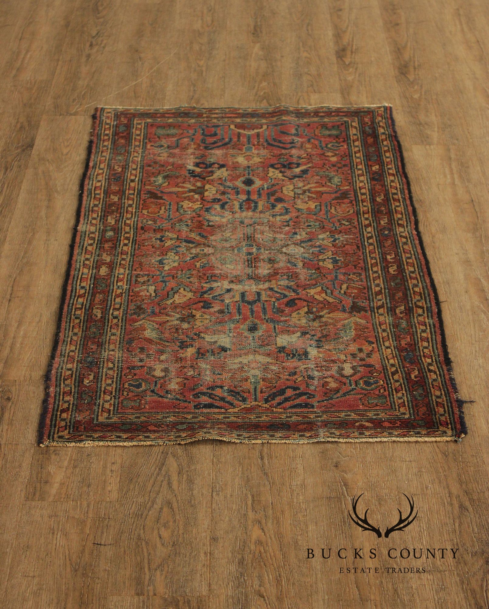 Persian Mahal Style Distressed Wool Scatter Rug
