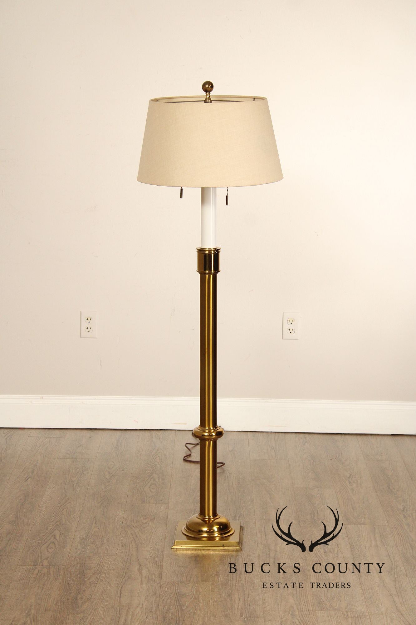 Vintage Brass Floor Lamp With Shade