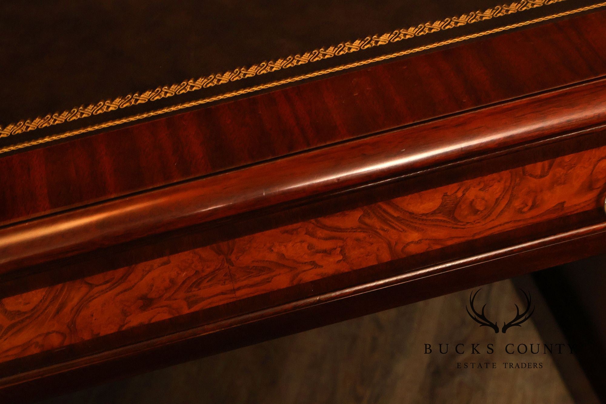 Henkel Harris Mahogany And Burlwood Leather Top Executive Desk