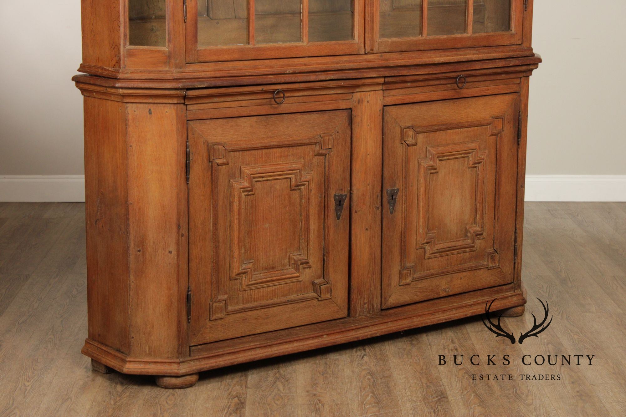 Antique 18th Century German Oak Baroque Vitrine Display Cabinet