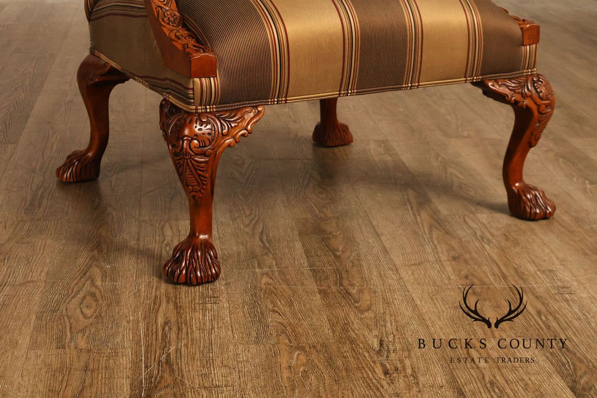 Century Chair Co. Traditional Chippendale Style Carved Upholstered Armchair