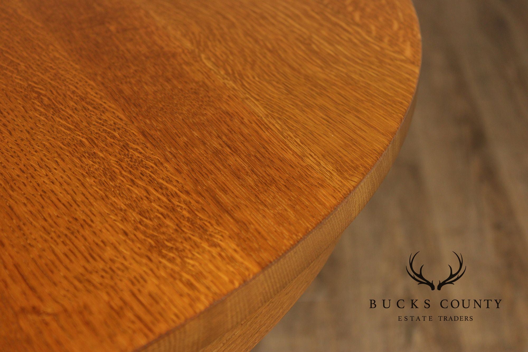 Stickley Mission Collection Round Oak Pedestal Expandable Dining Table