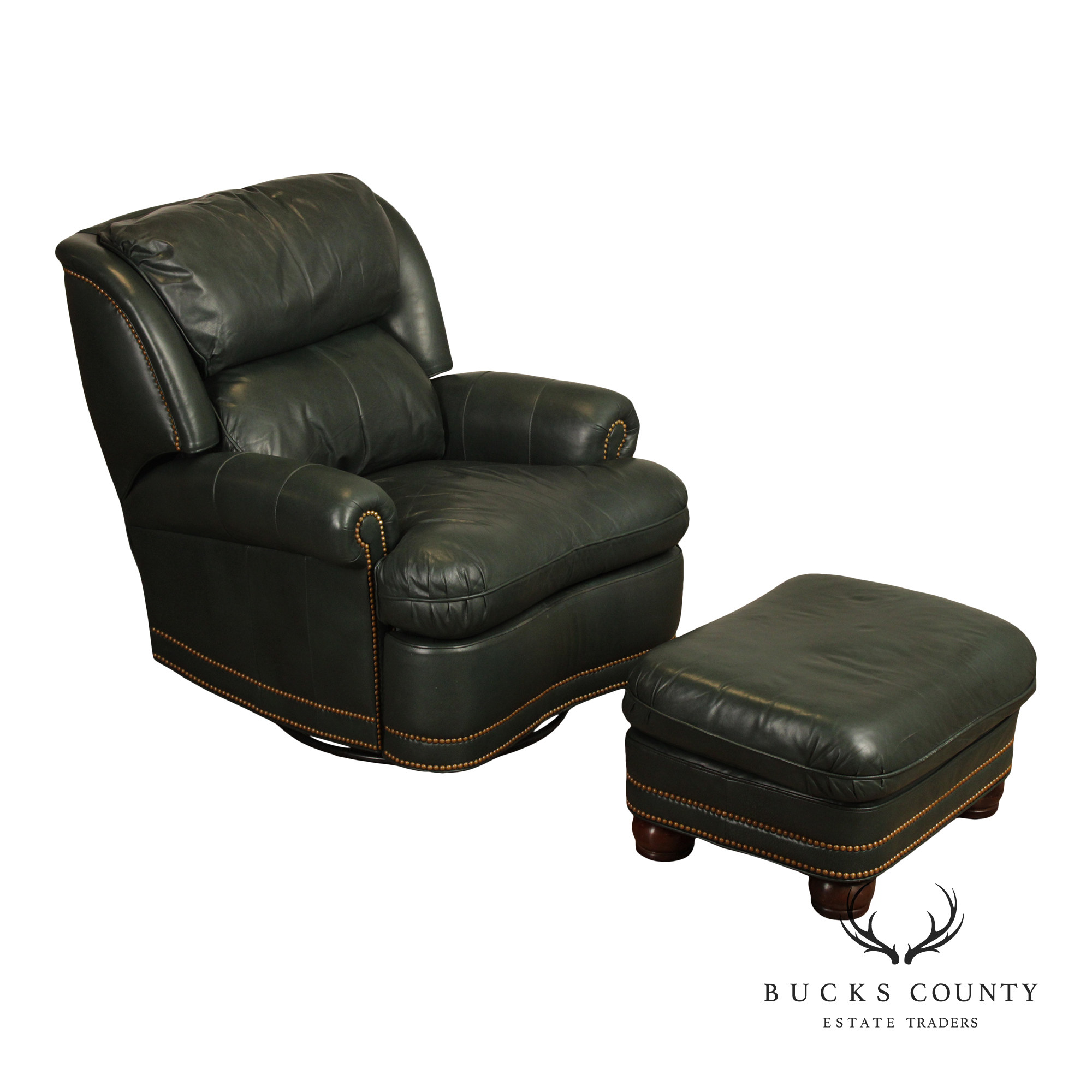 Hancock and Moore Leather Recliner Lounge Chair and Ottoman