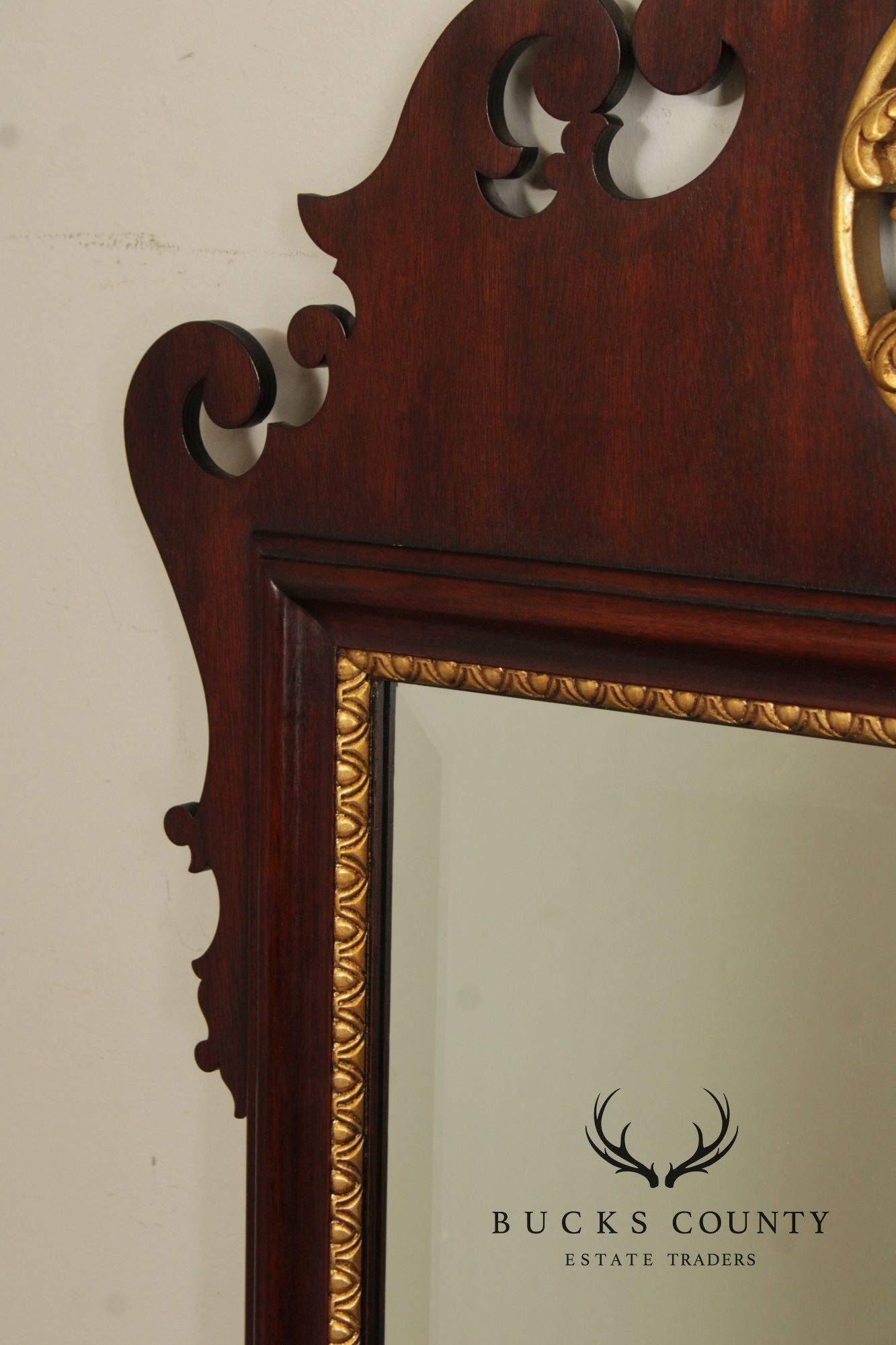Henkel Harris Georgian Style Partial Gilt Mahogany Wall Mirror