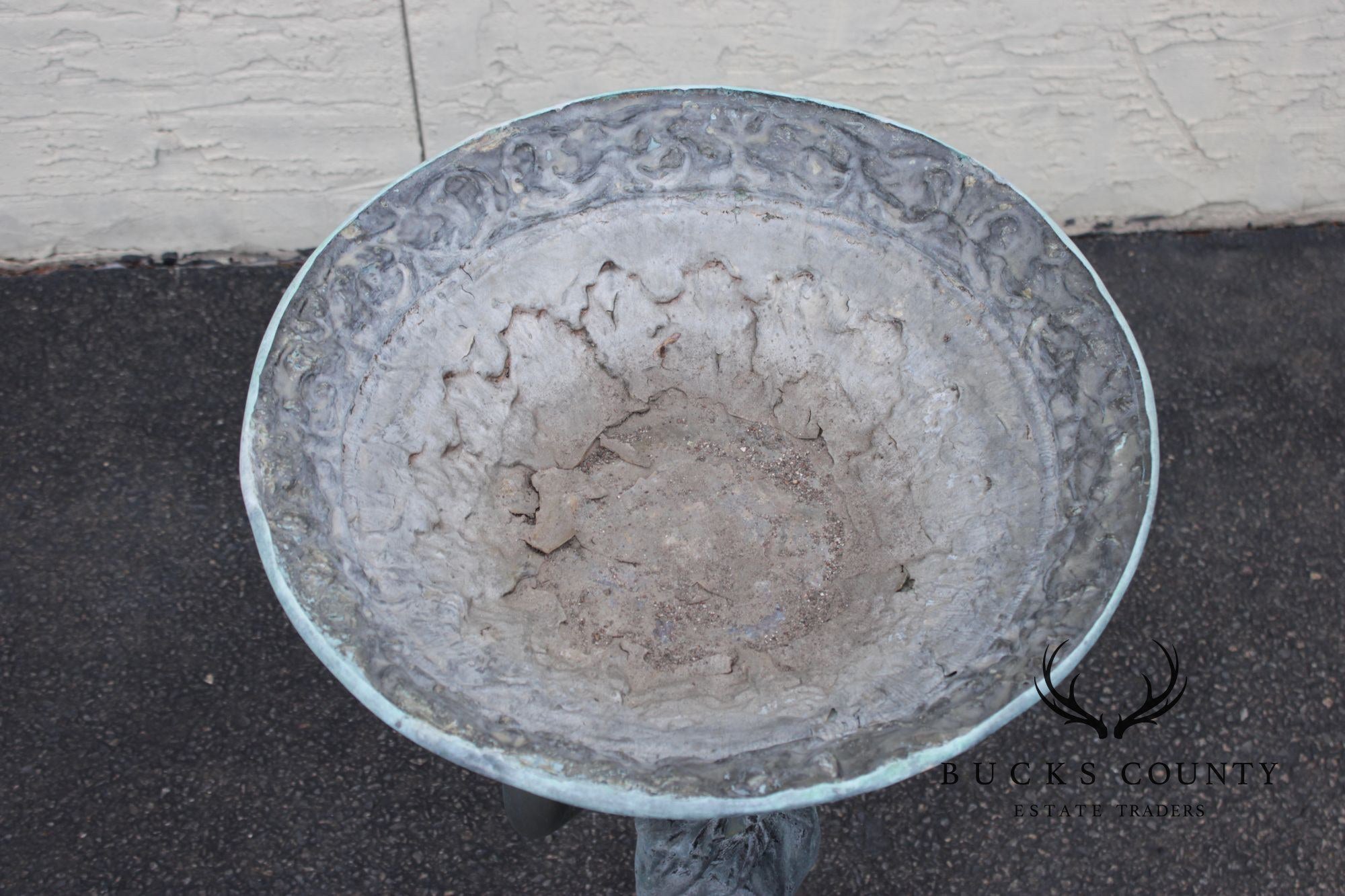 Classical Style Figural Bronze Garden Birdbath