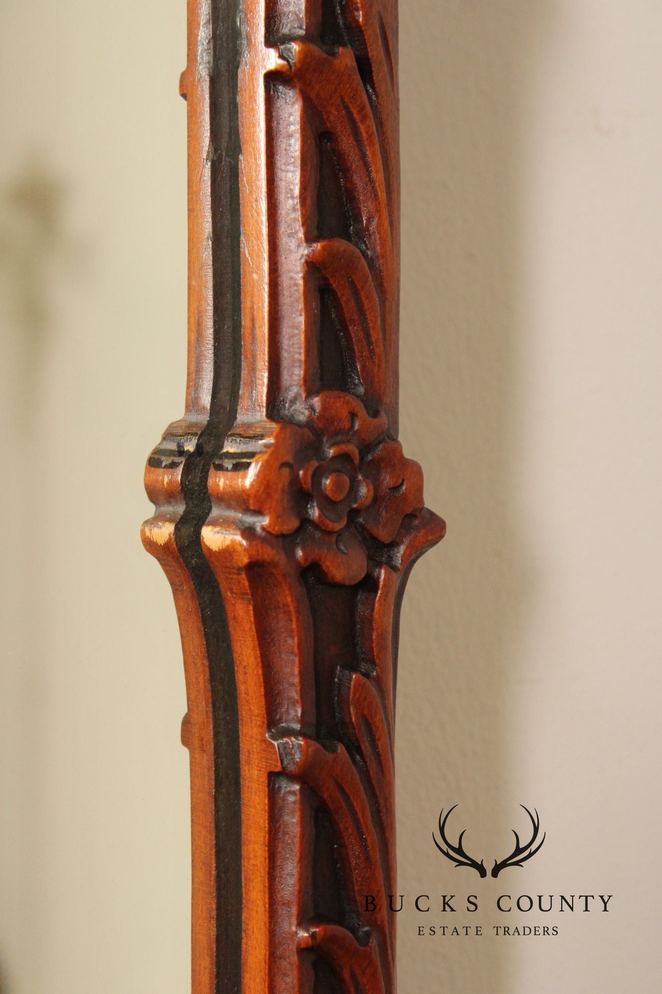 1940's Vintage French Style Carved Mahogany Wall Mirror