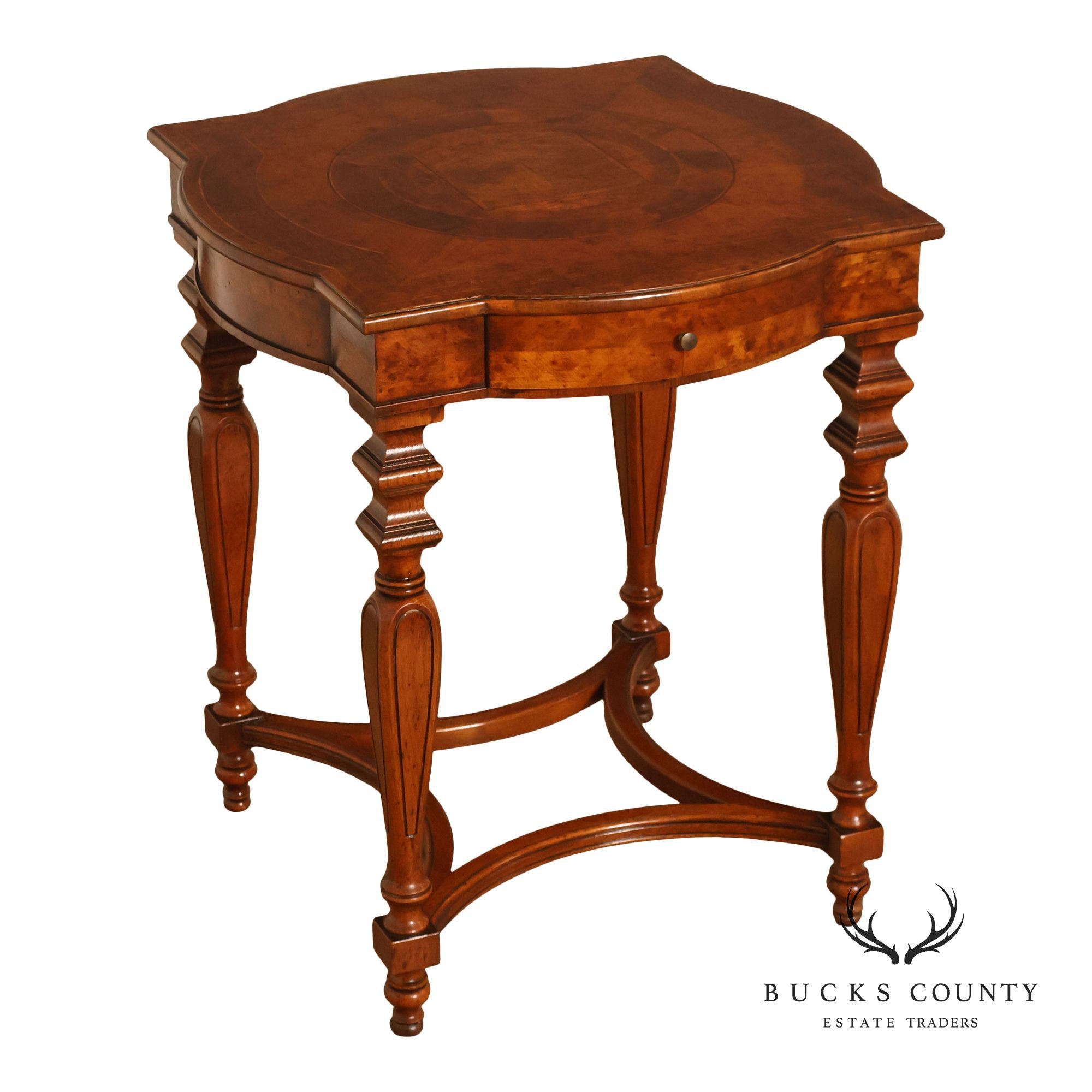 Koypthe Continental Style Walnut And Burl Walnut Inlaid Accent Table