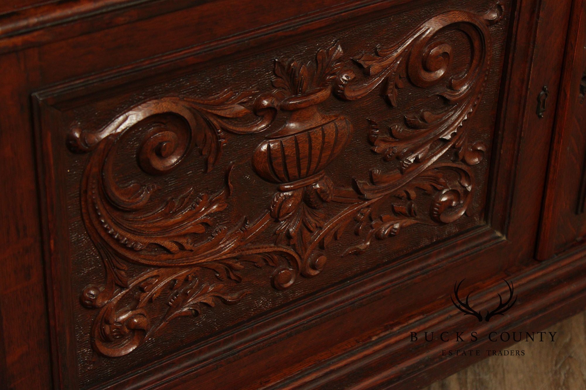 Antique Carved Oak Server Cabinet In The Manner Of R. J. Horner