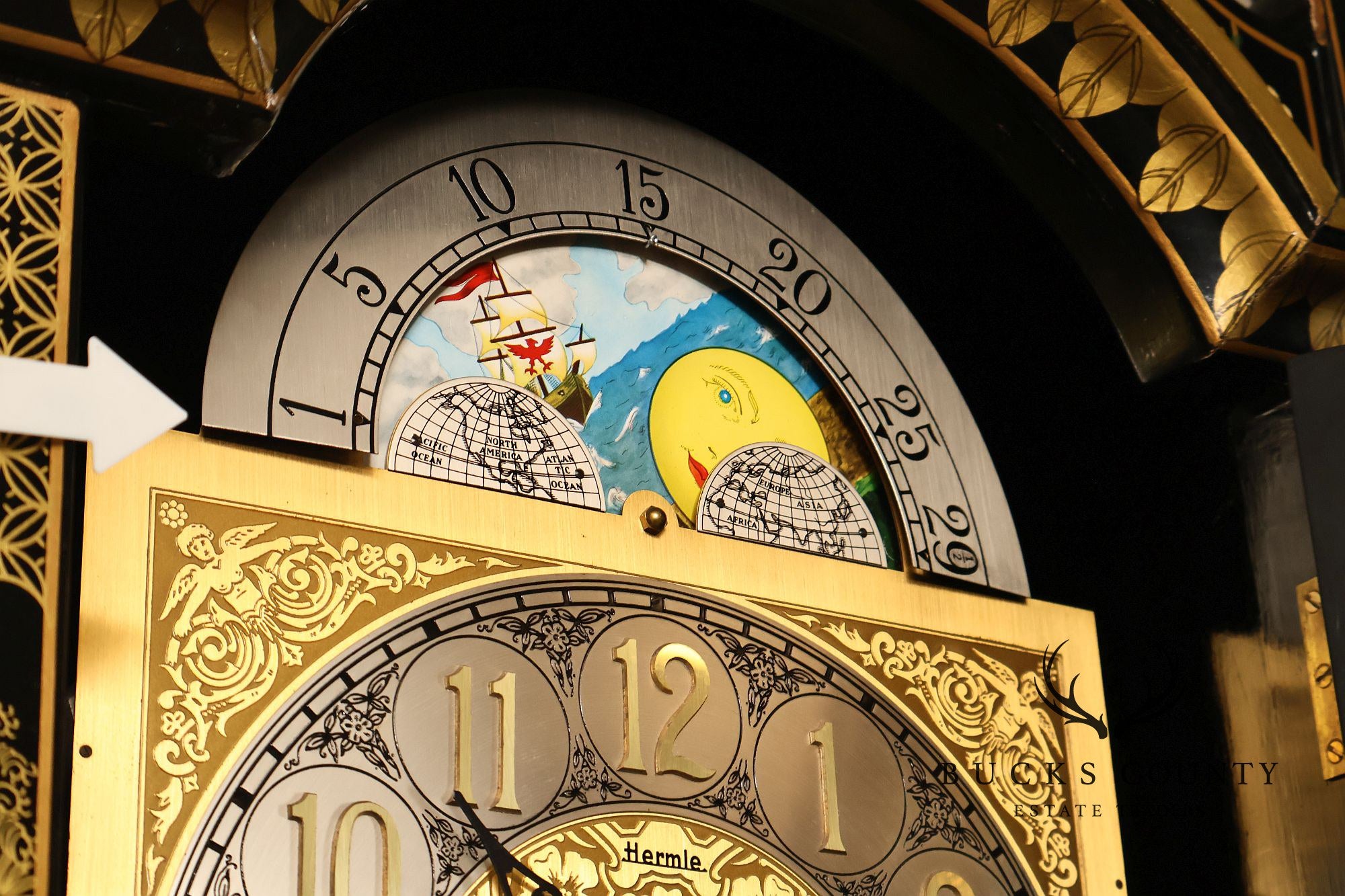 Hermle Chinoiserie Style Tall Case Grandfather Clock