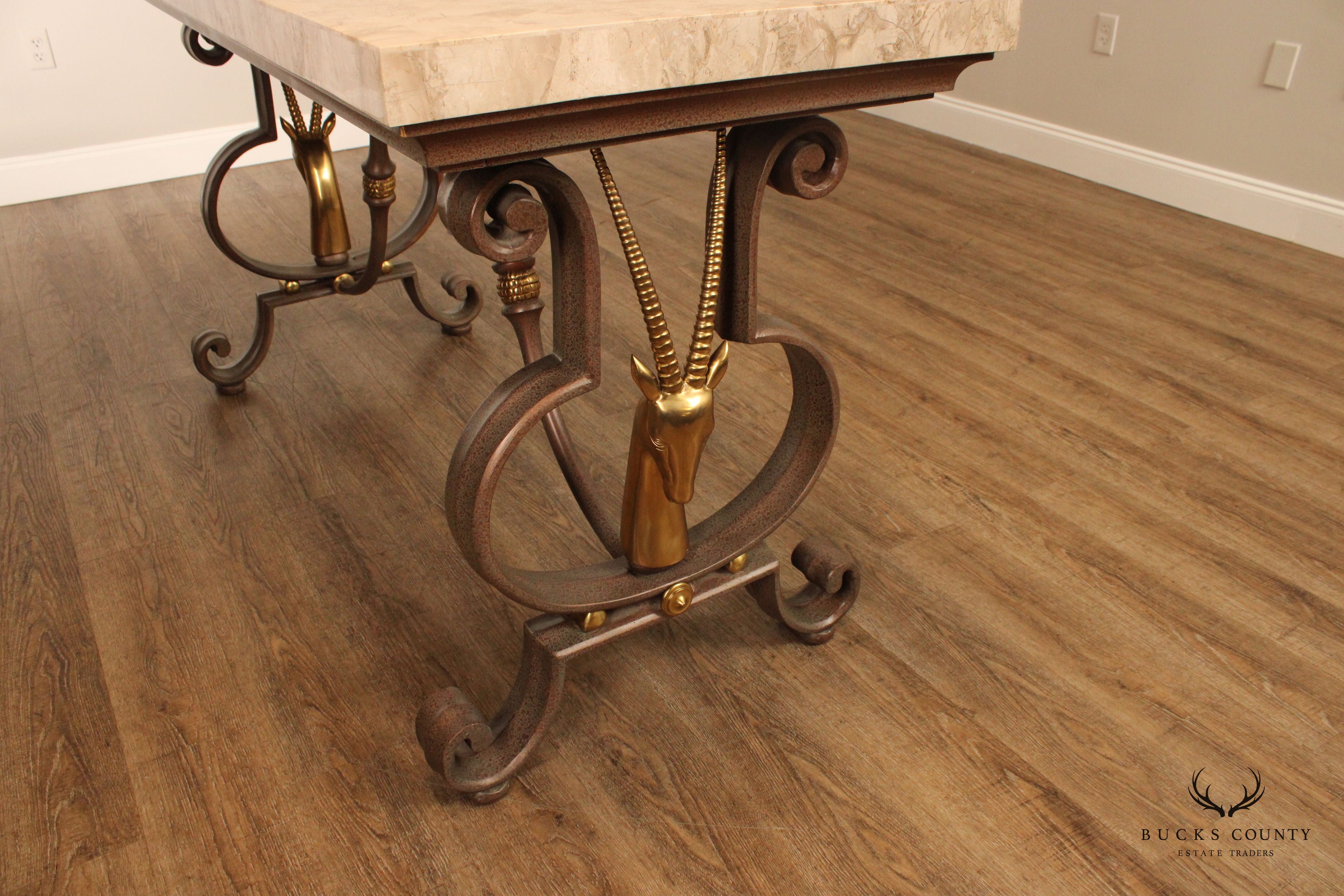 Tessellated Top Brass Gazelle Console Table