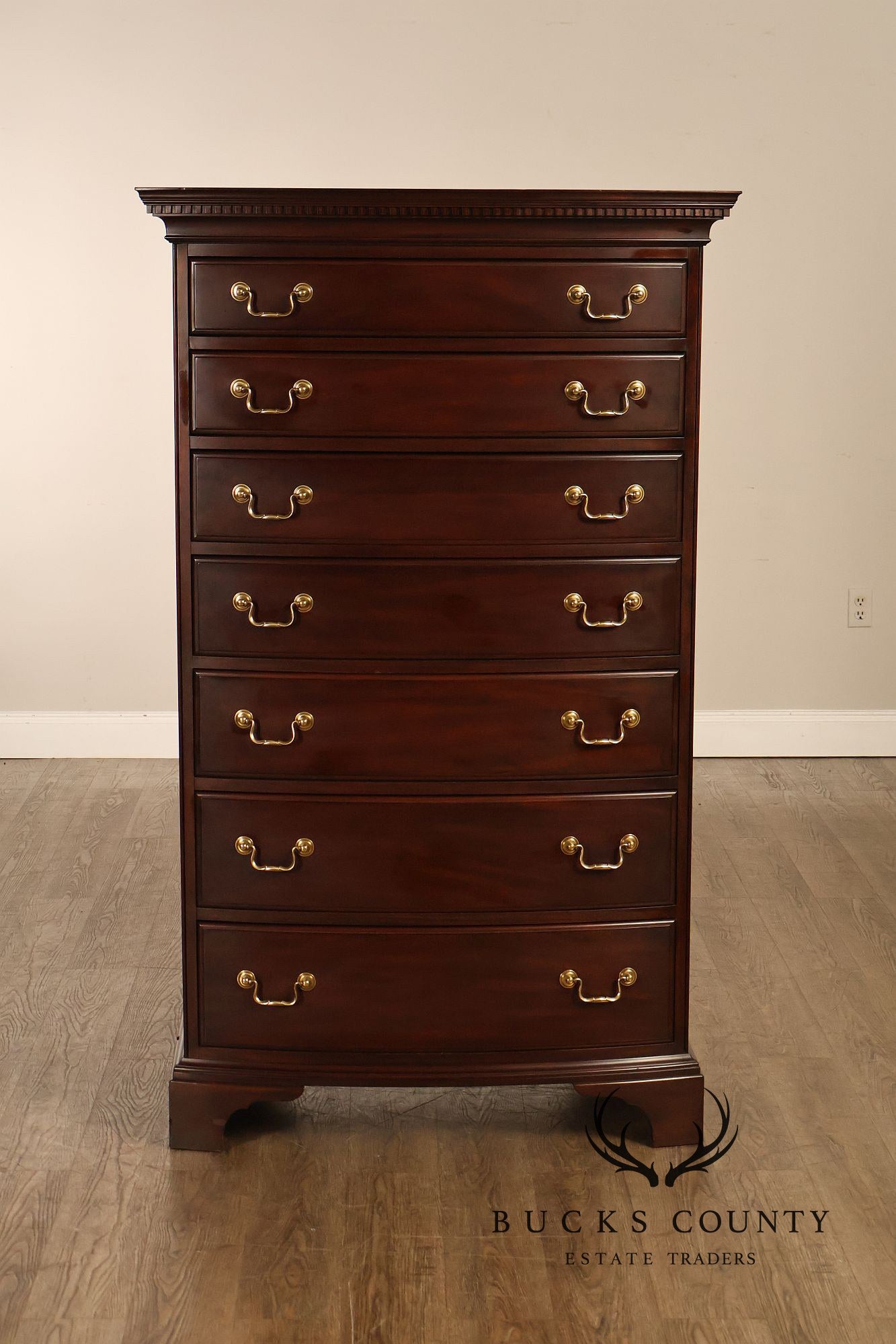 Henkel Harris Mahogany Bowfront Tall Chest