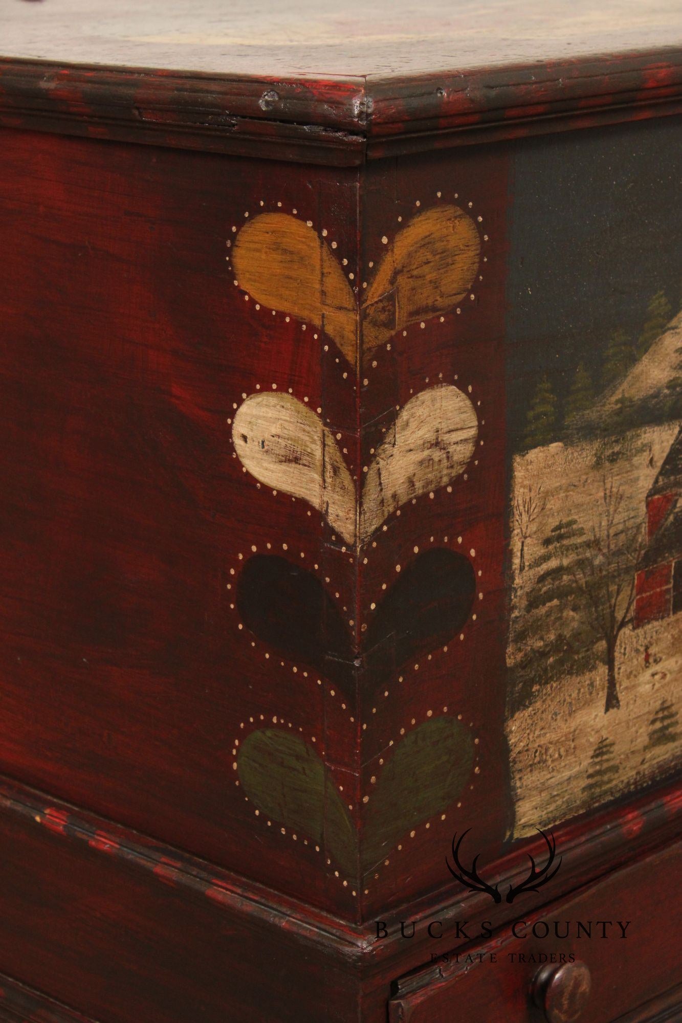 Antique Folk Art Painted Blanket Chest