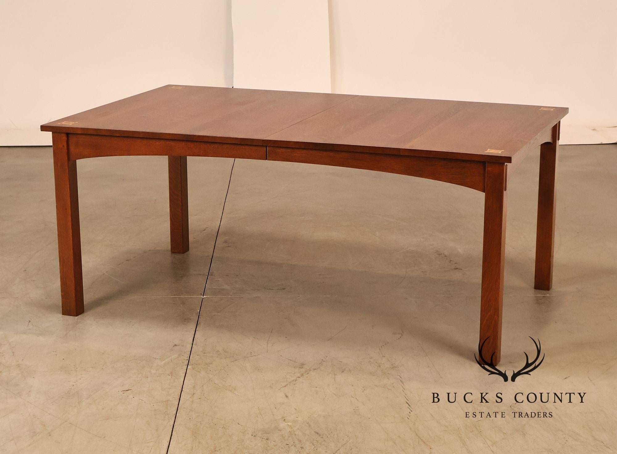 Stickley Mission Collection Harvey Ellis Inlaid Oak Extendable Dining Table
