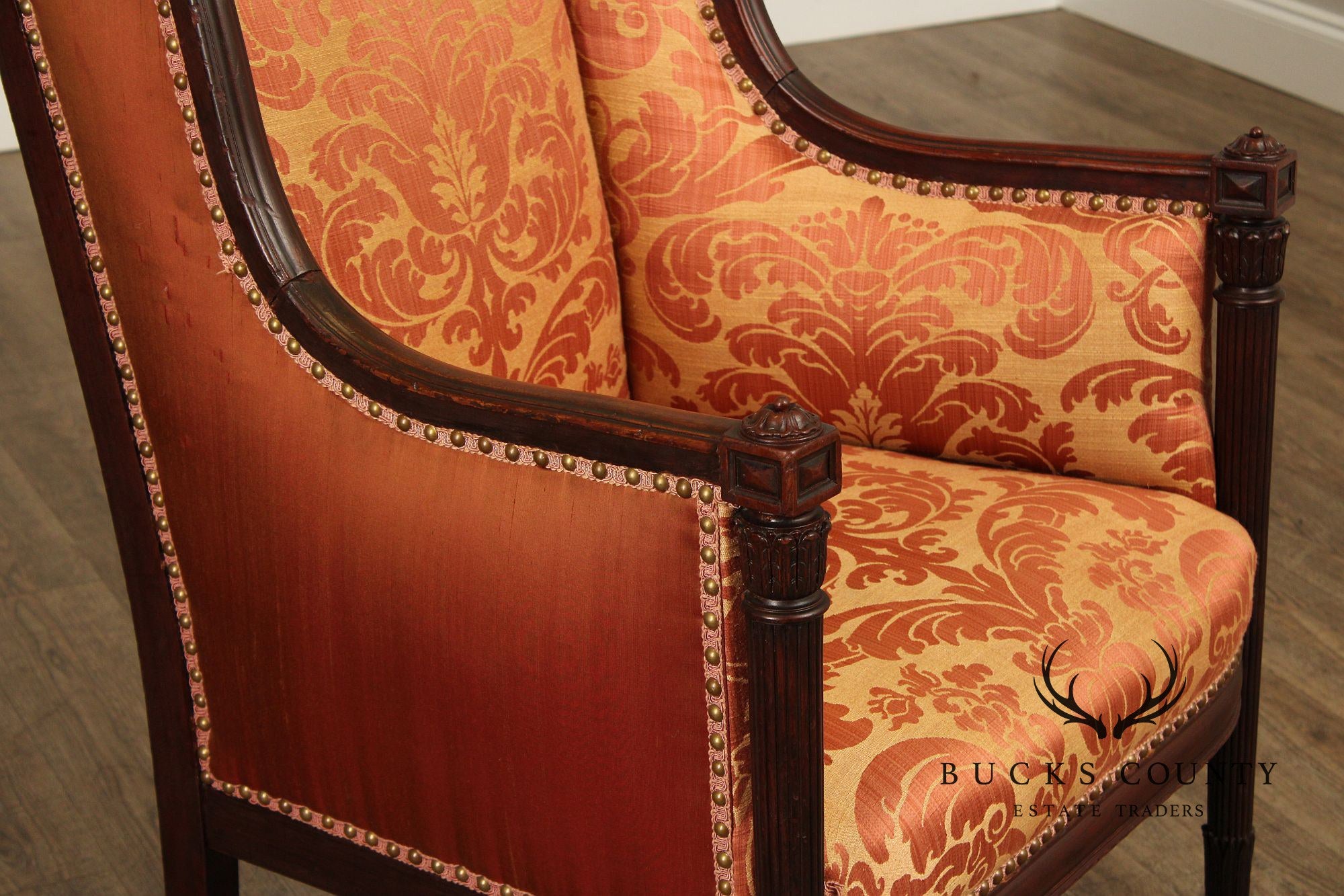 English Regency Style Antique Carved Mahogany Armchair
