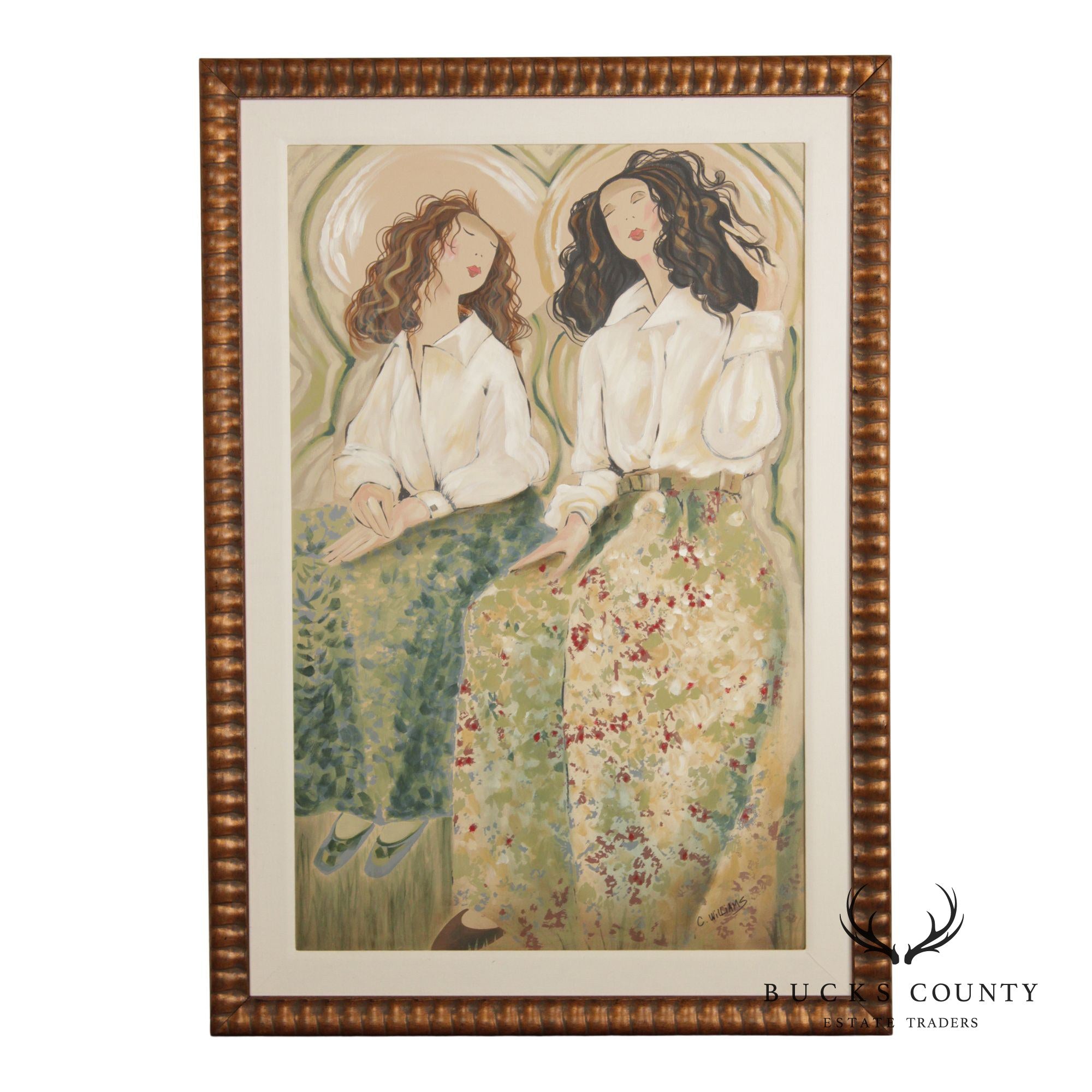 C. Williams Large Framed Oil Painting, White Shirts