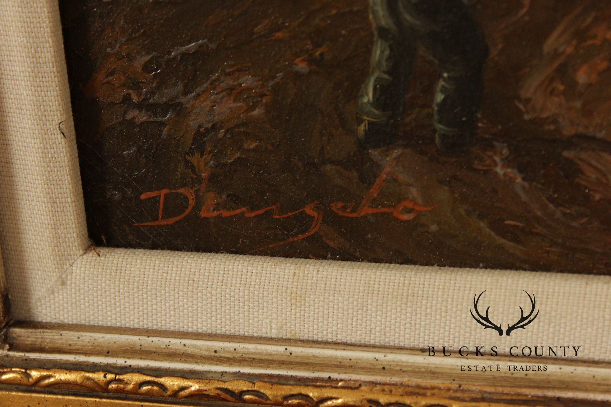 Artist Signed Genre Painting, Bucolic Village