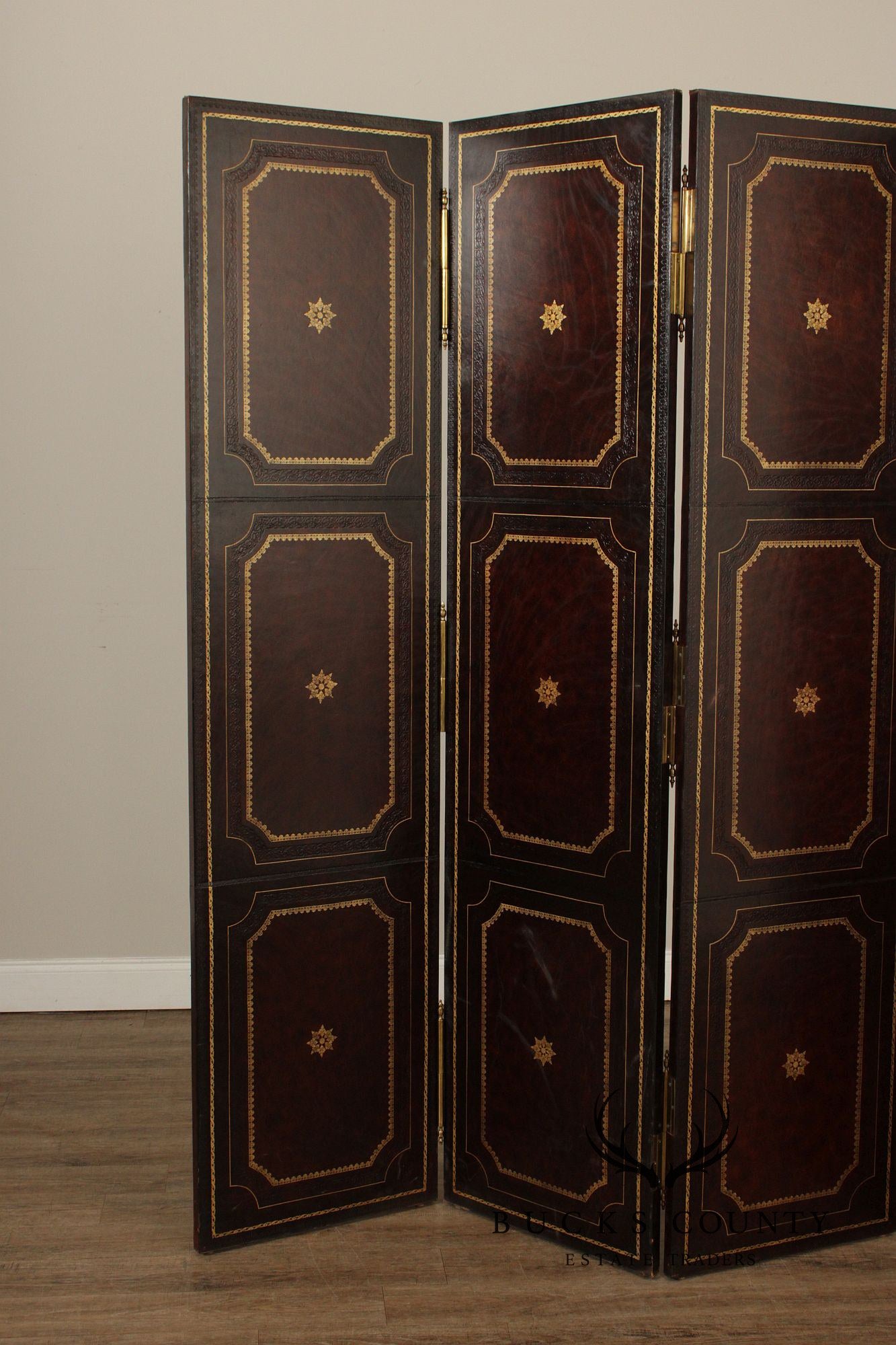 Maitland Smith Four-Panel Leather Folding Screen
