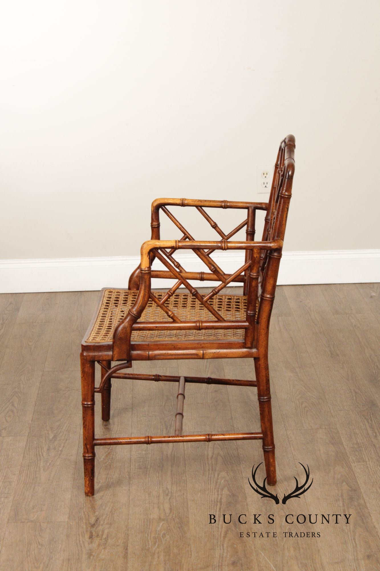 Chinese Chippendale Style Faux Bamboo Armchair